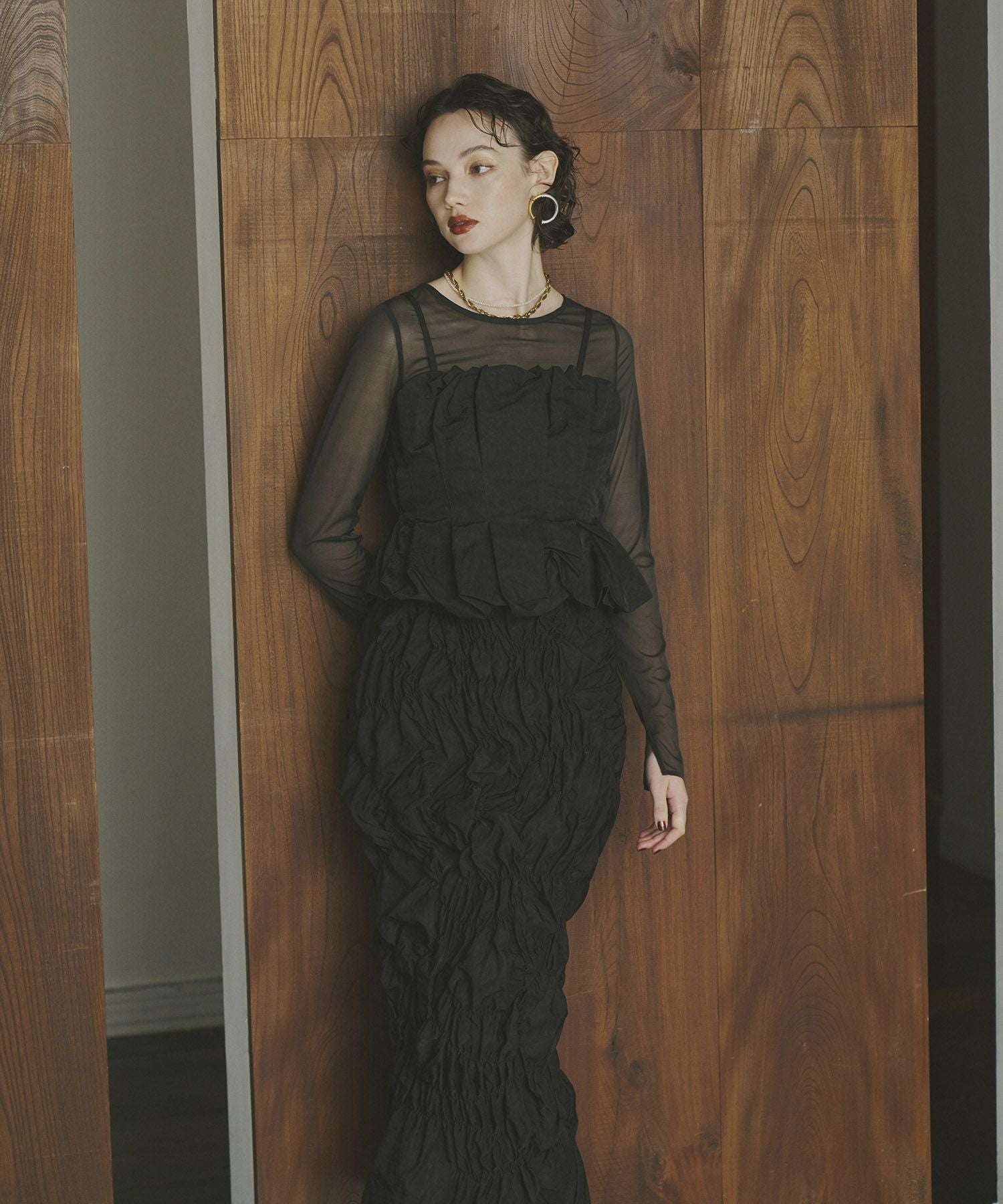 random shirring setup dress | ANDRESD