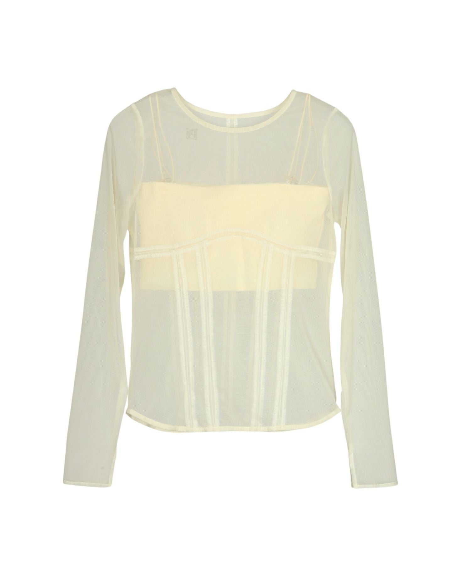【ジア】ANDRESD アイボリー　 Sサイズ corset style sheer tops | ANDRESD