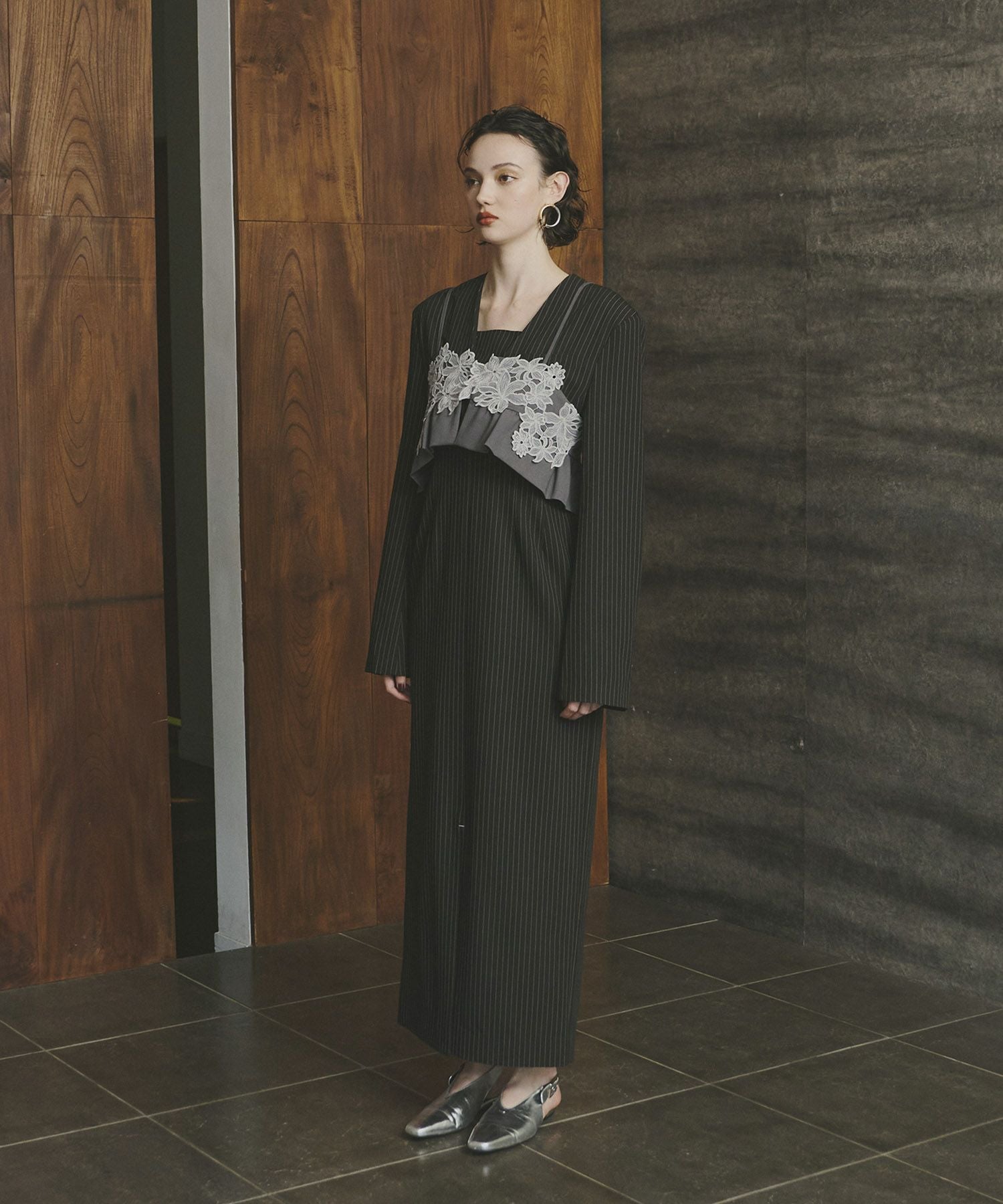 ワンピース ANDRESD pinstripe tailored bustier dress pinstripe tailored bustier dress | ANDRESD