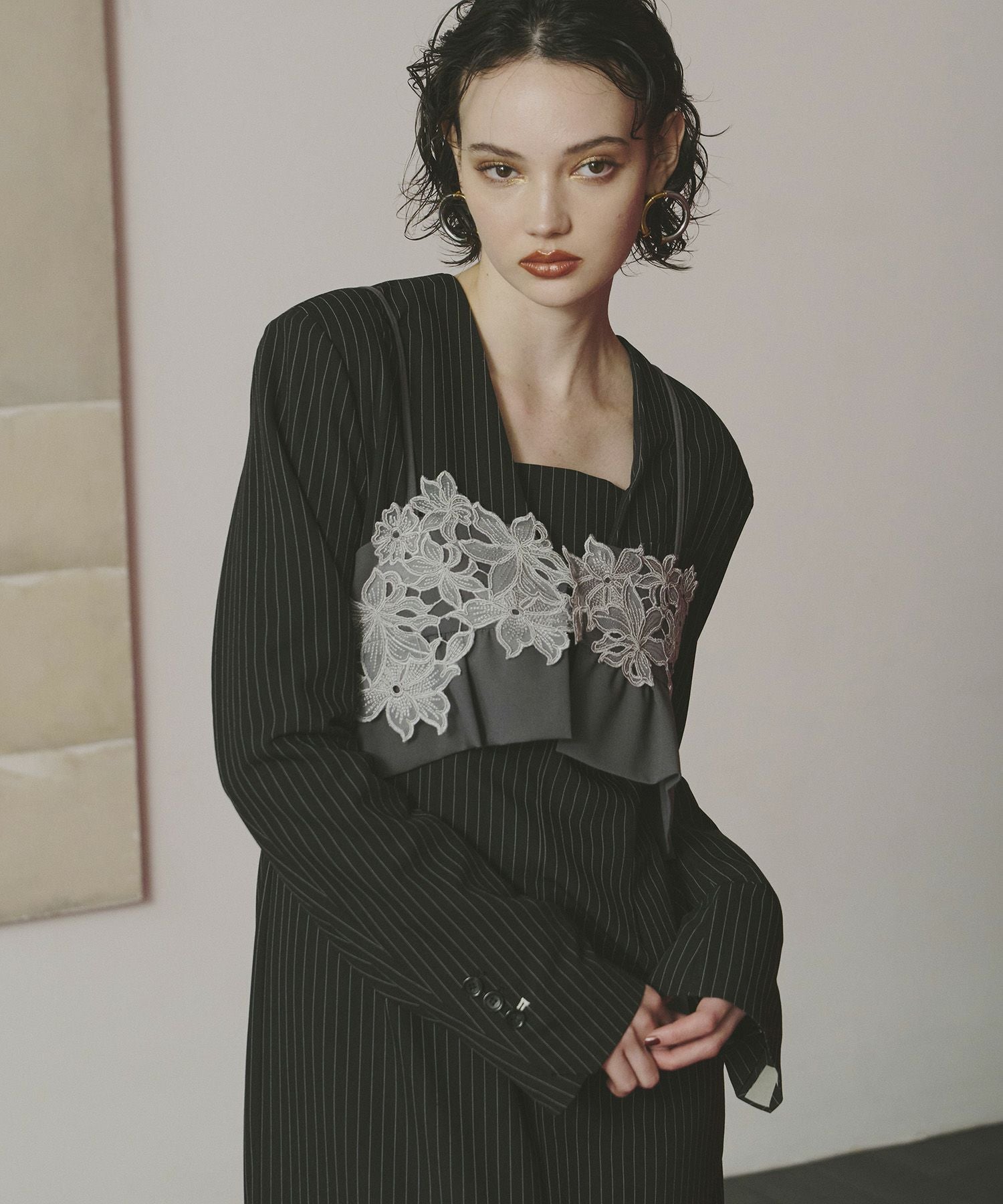 pinstripe tailored bustier dress | ANDRESD