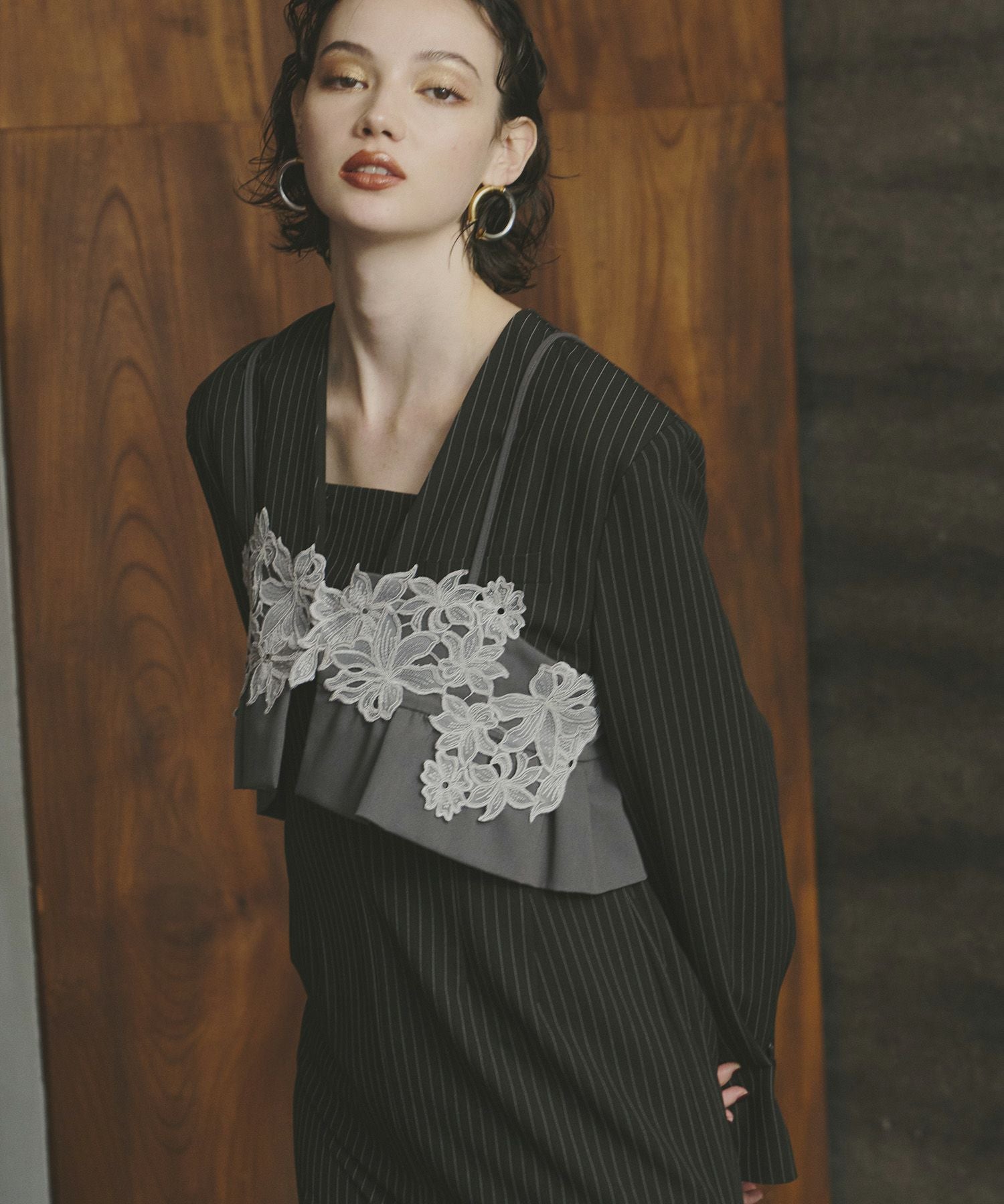 pinstripe tailored bustier dress | ANDRESD