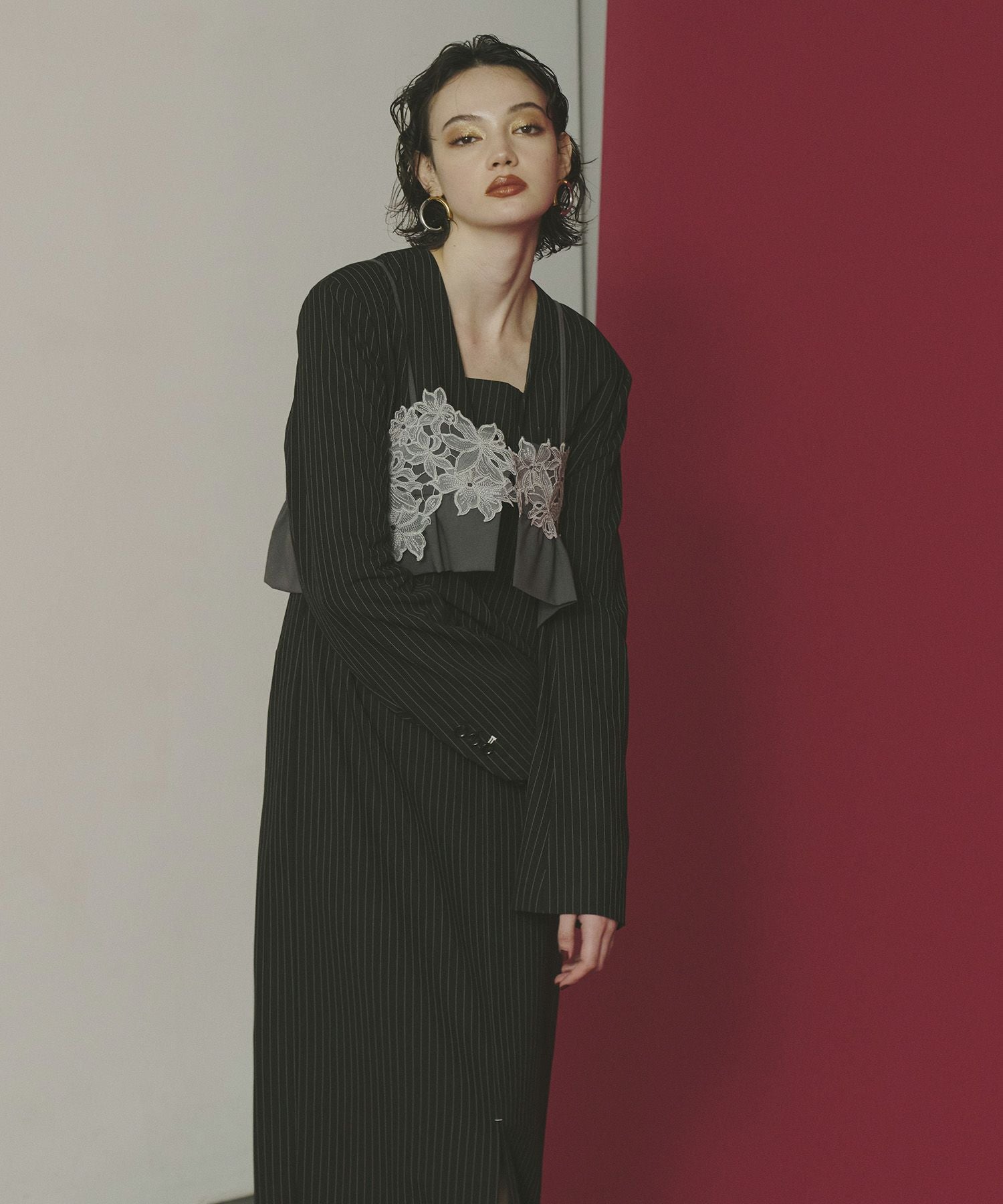 pinstripe tailored bustier dress | ANDRESD