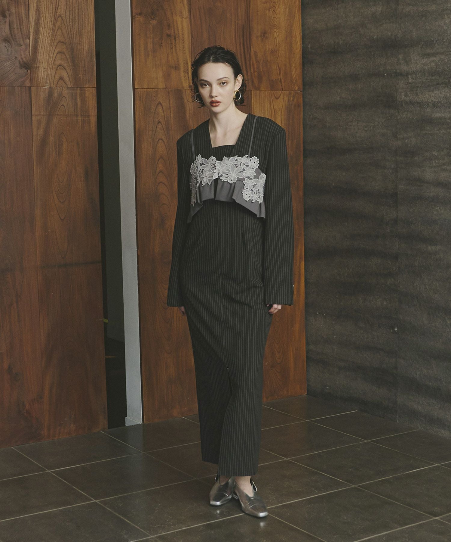 pinstripe tailored bustier dress | ANDRESD