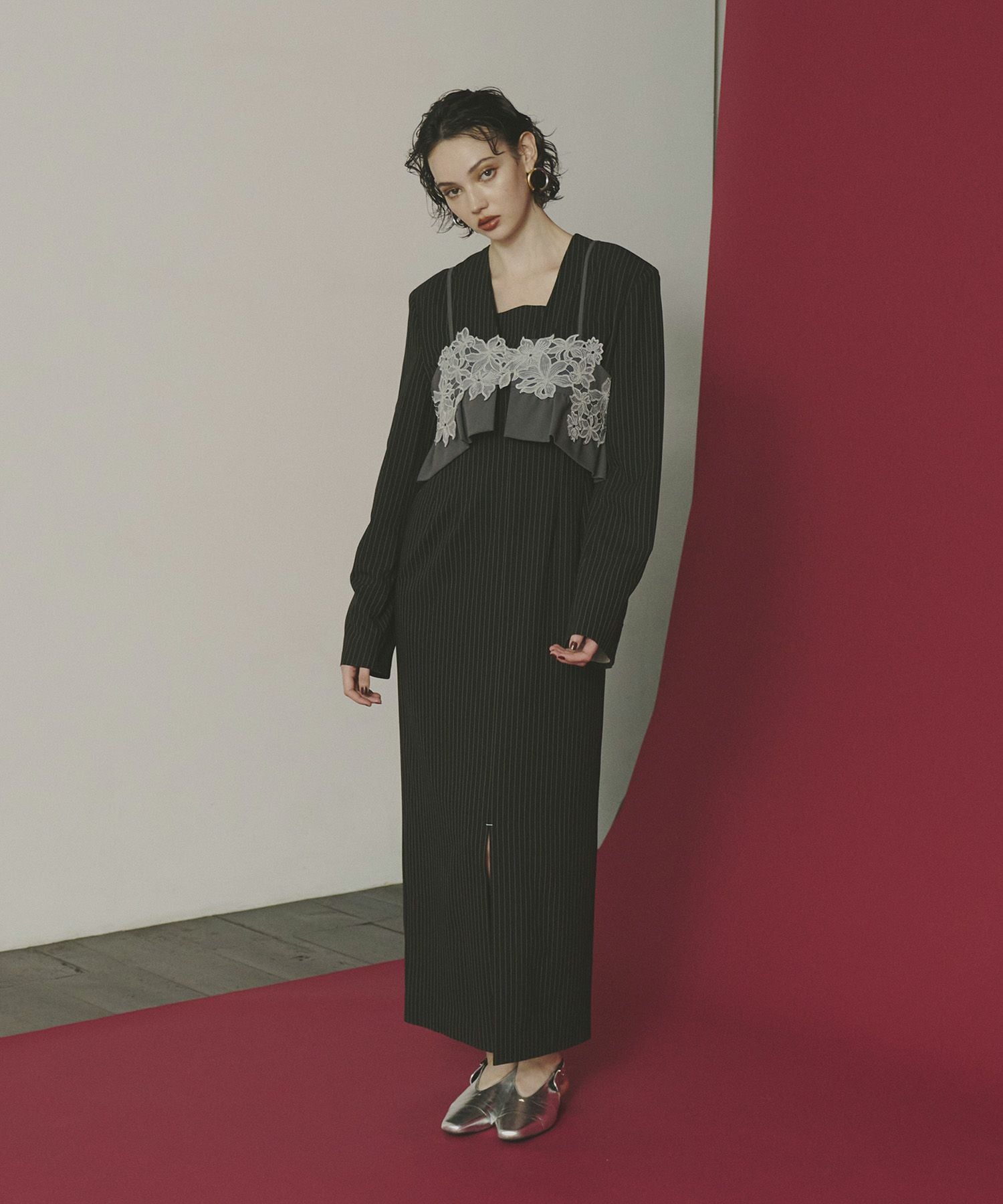 pinstripe tailored bustier dress | ANDRESD