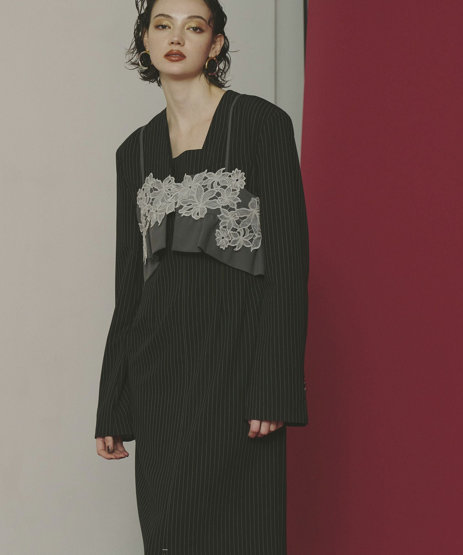 pinstripe tailored bustier dress | ANDRESD