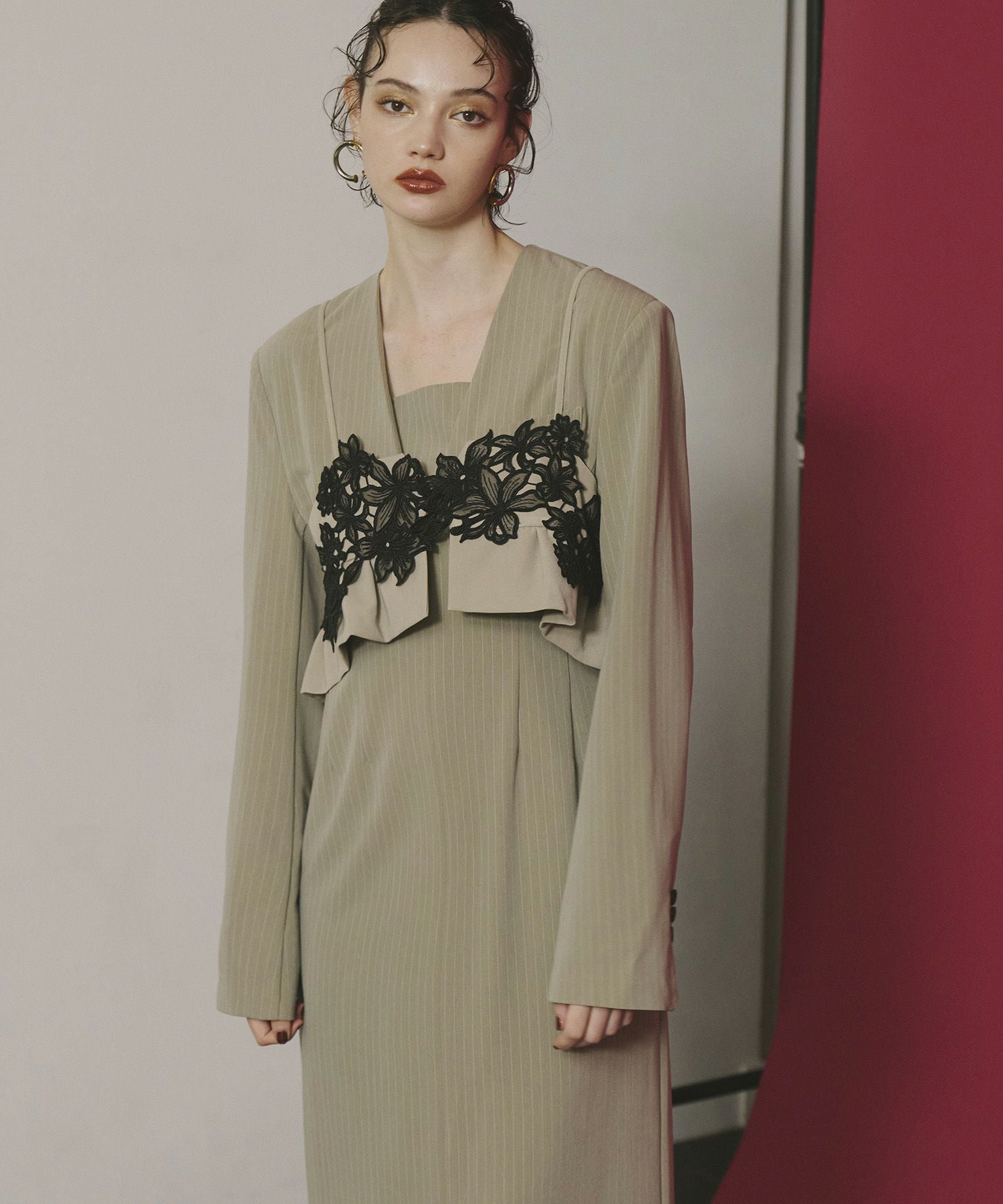 pinstripe tailored bustier dress | ANDRESD