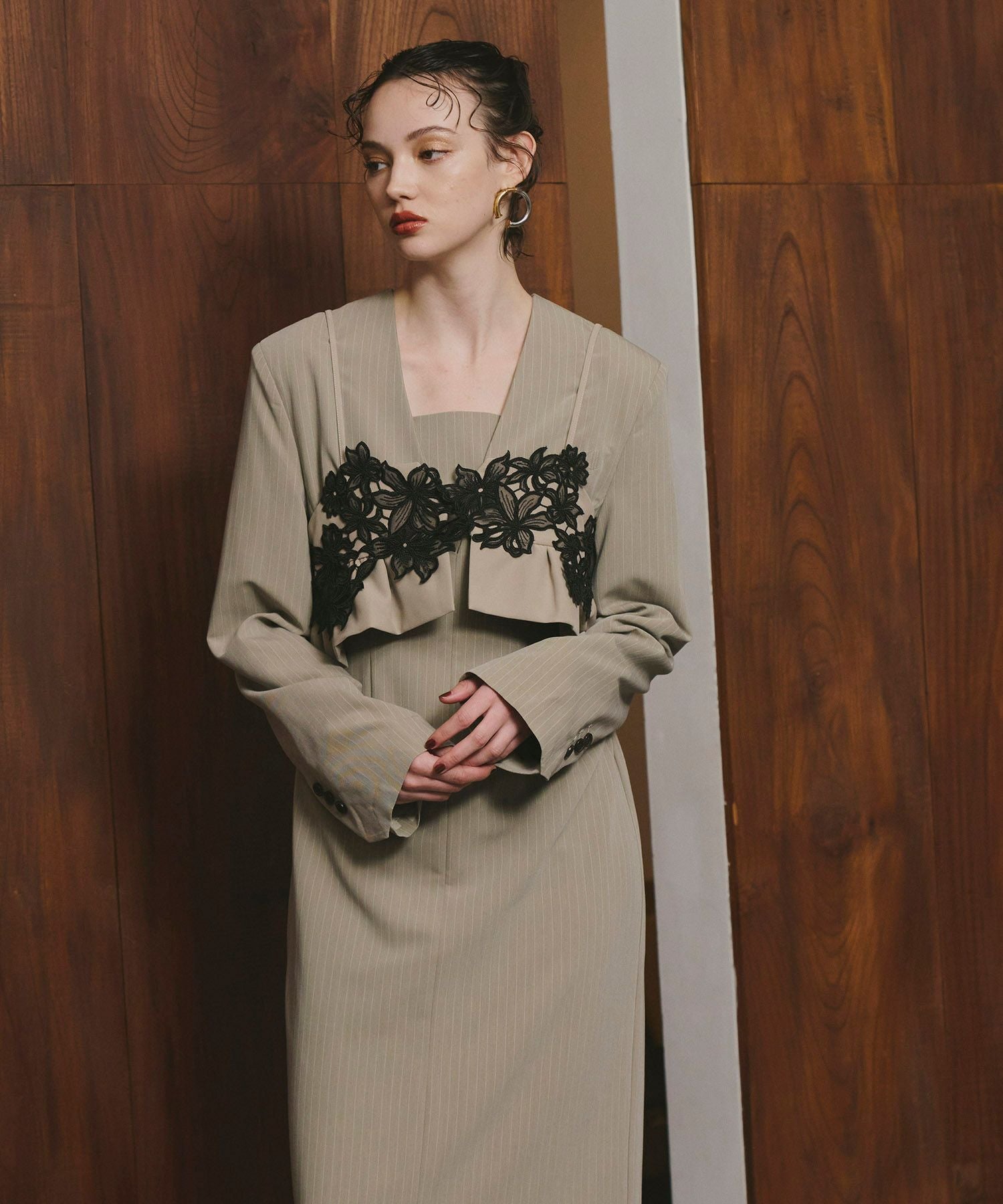 pinstripe tailored bustier dress | ANDRESD