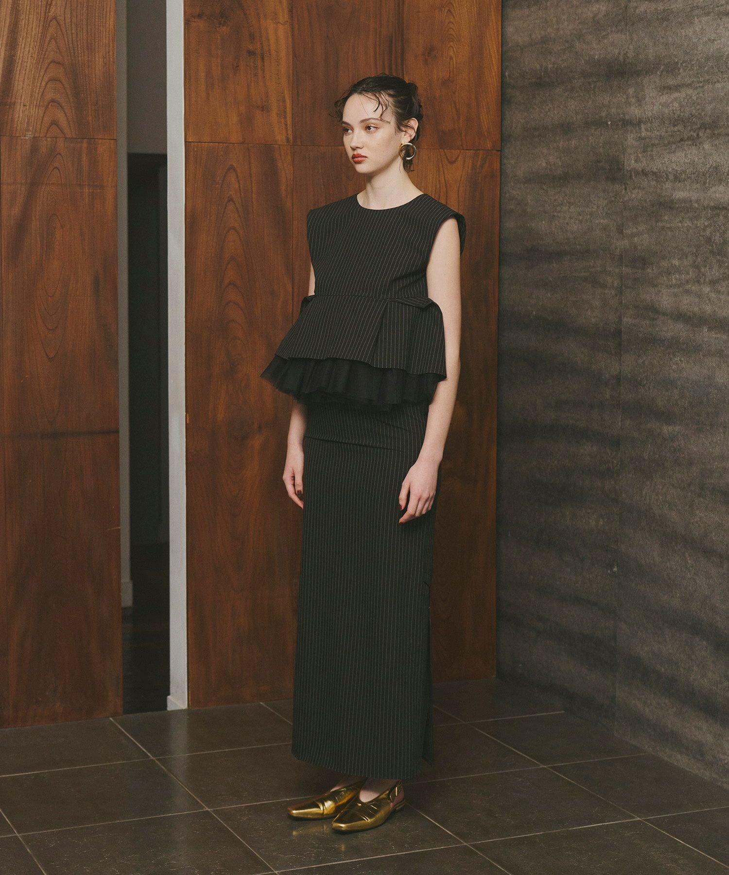 pinstripe peplum setup dress | ANDRESD