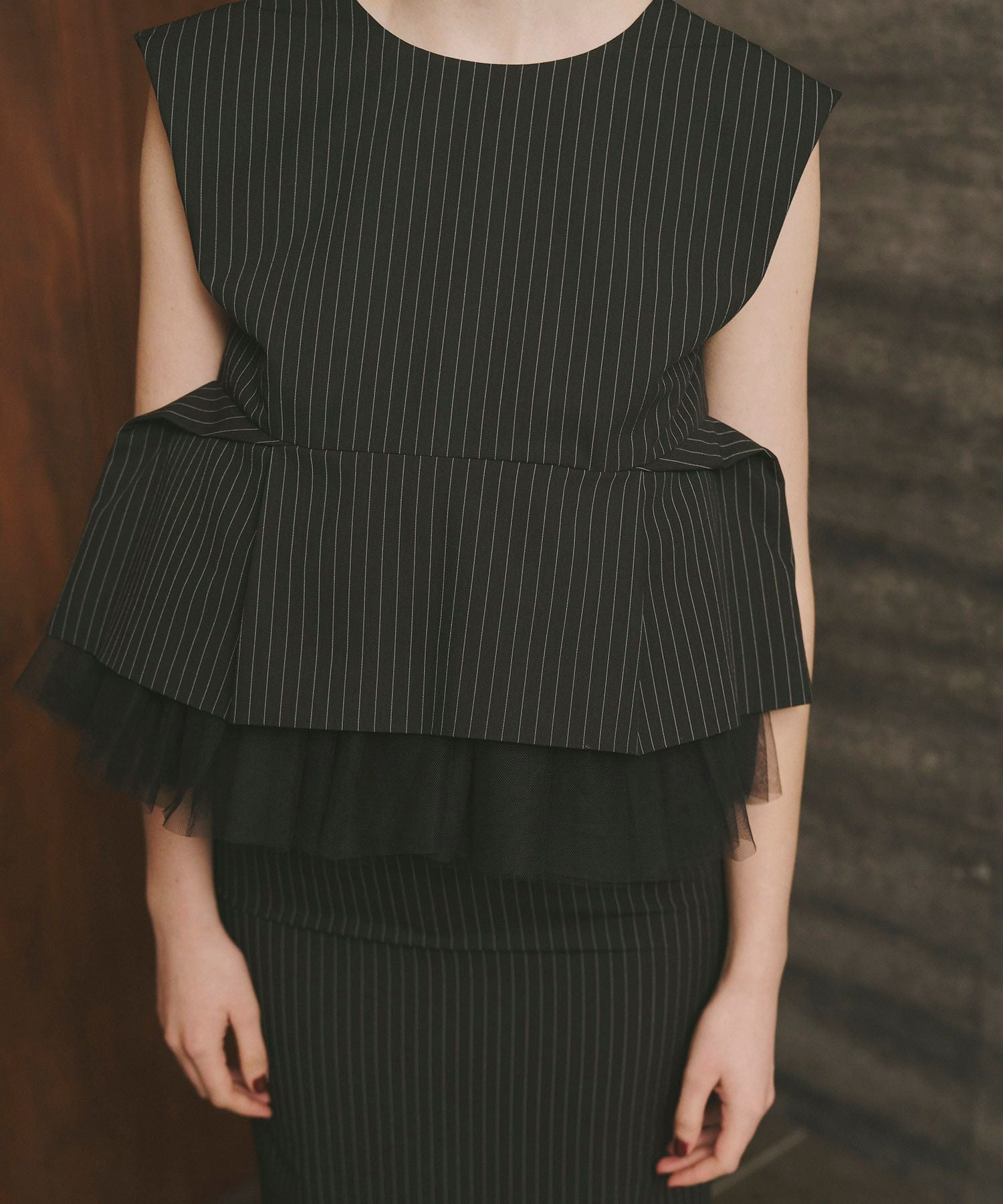 pinstripe peplum setup dress | ANDRESD