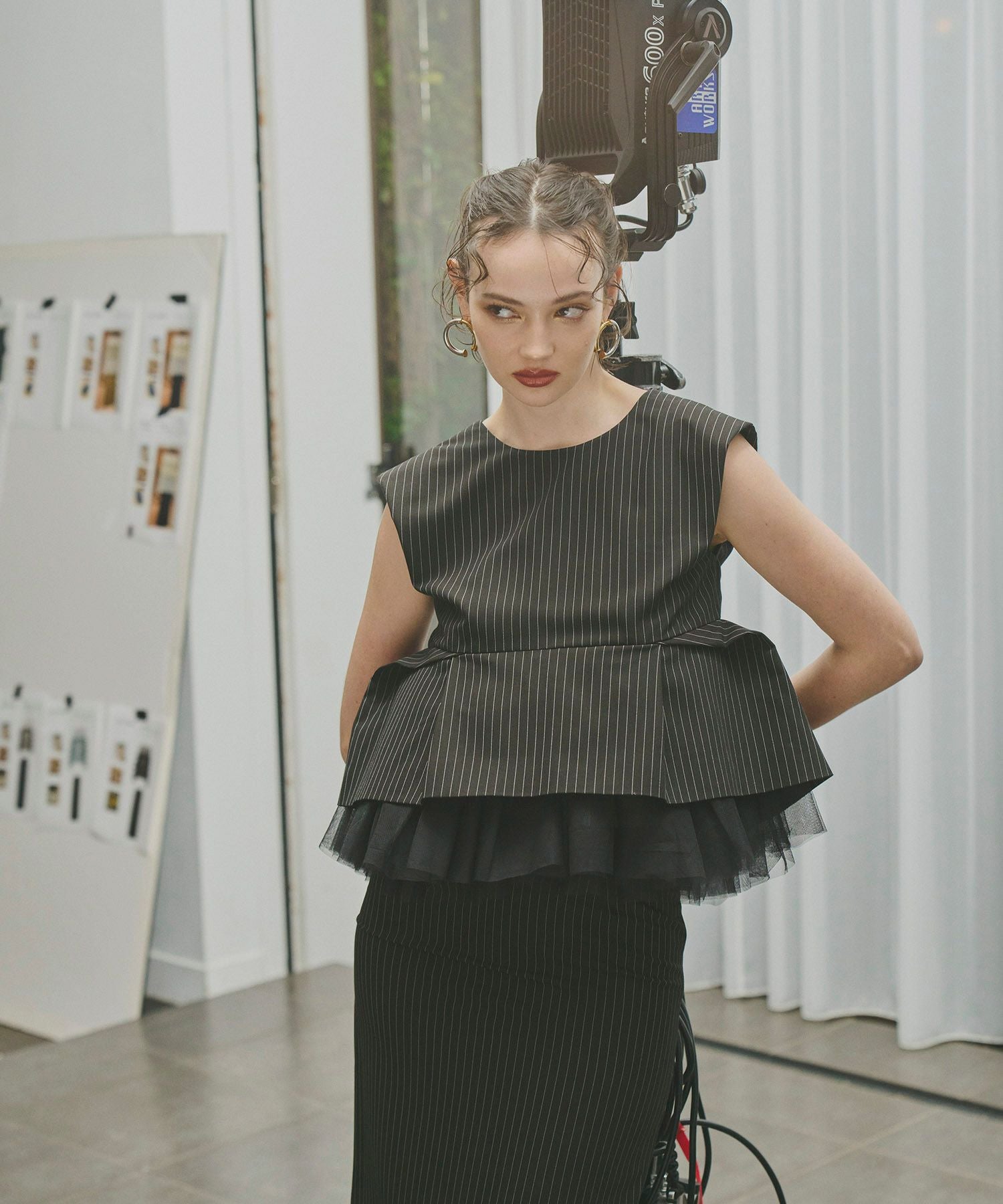 pinstripe peplum setup dress | ANDRESD