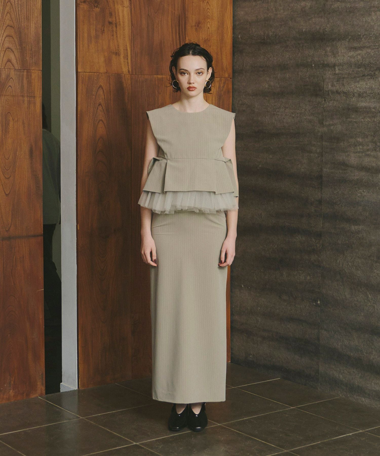 pinstripe peplum setup dress | ANDRESD