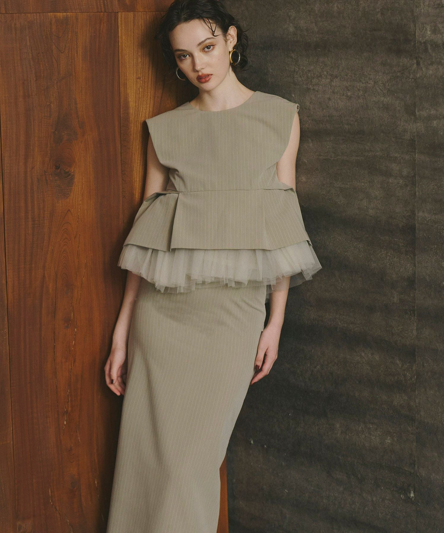 pinstripe peplum setup dress | ANDRESD