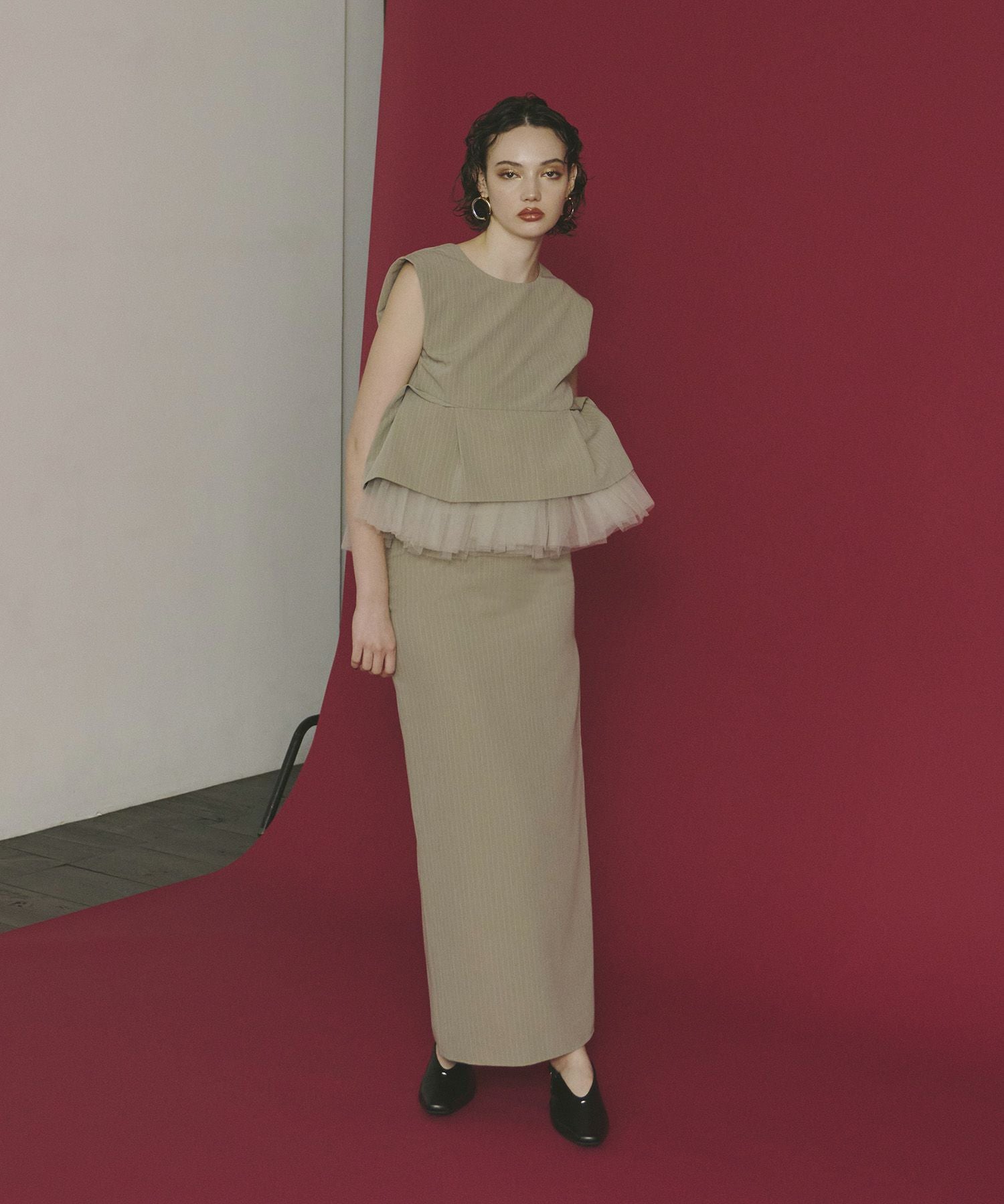 pinstripe peplum setup dress | ANDRESD