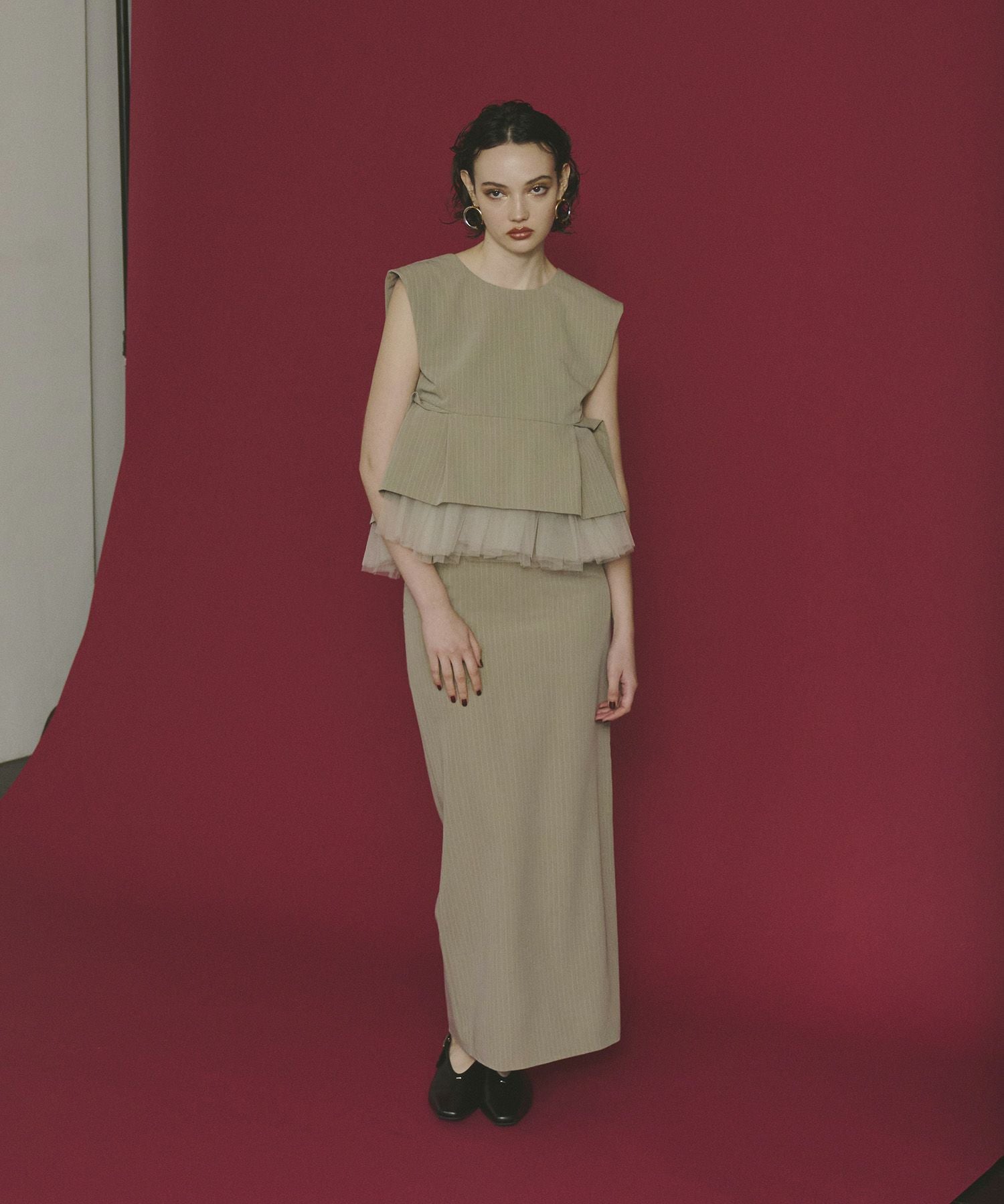 pinstripe peplum setup dress | ANDRESD