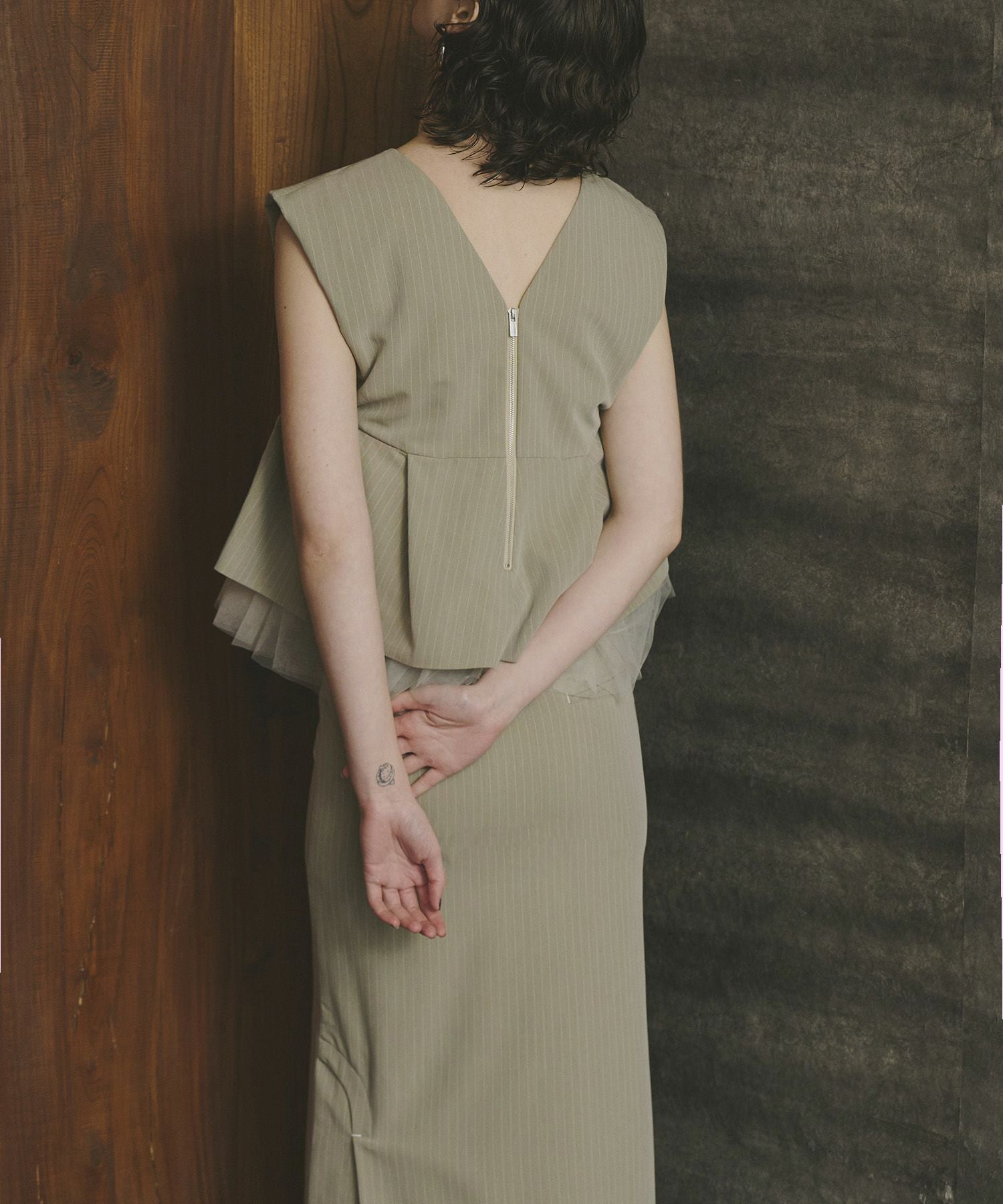 pinstripe peplum setup dress | ANDRESD