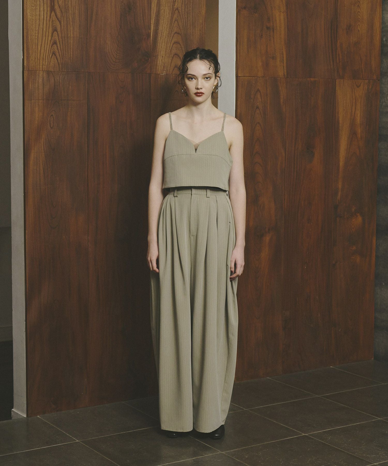 pinstripe bustier wide pants dress | ANDRESD