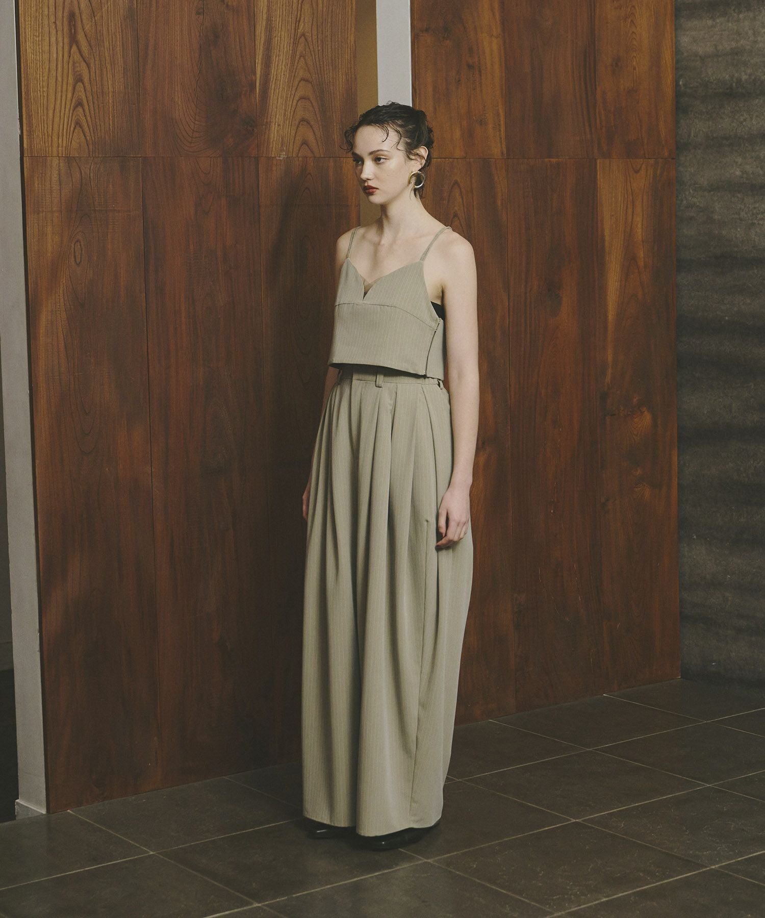 pinstripe bustier wide pants dress | ANDRESD