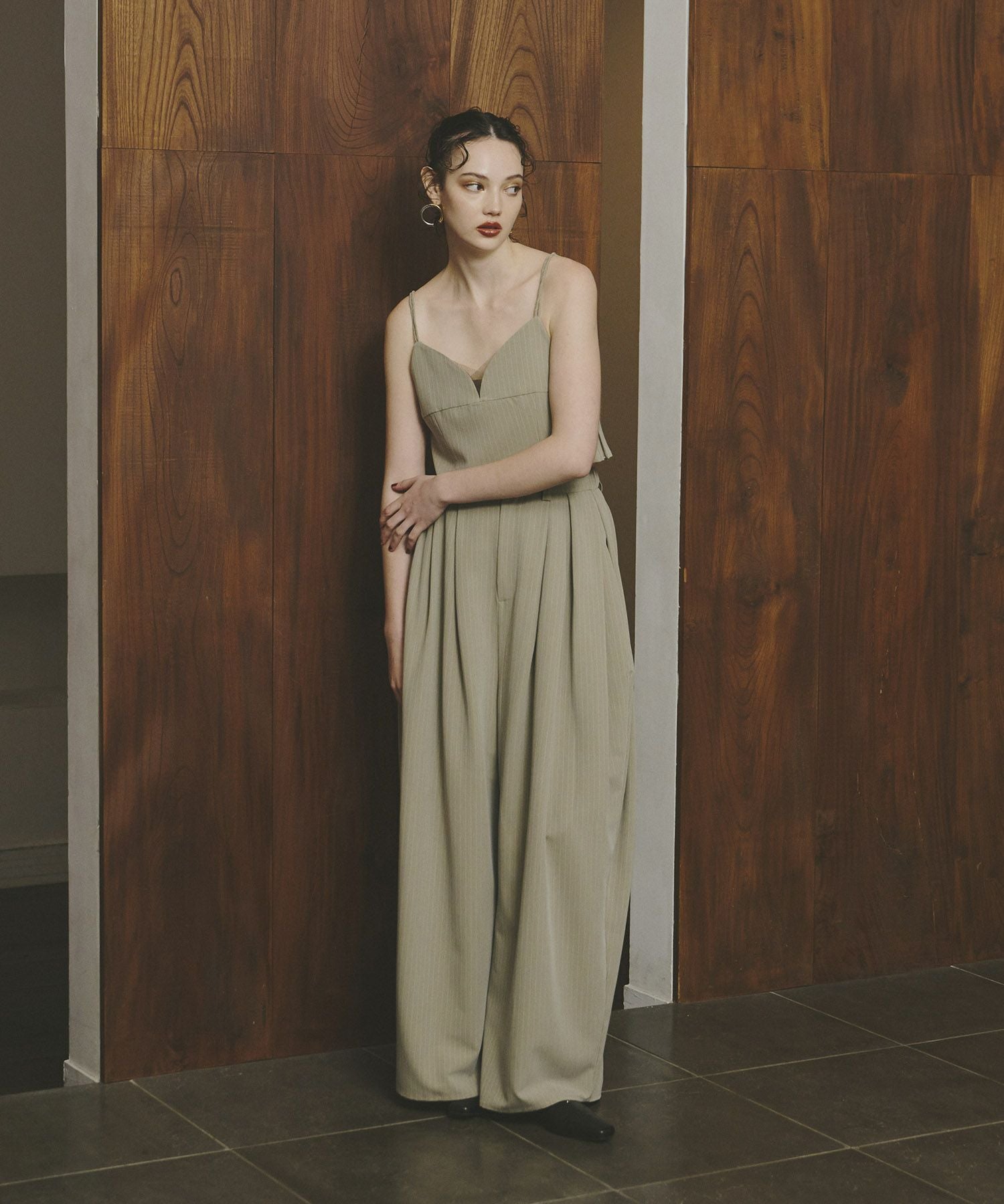 pinstripe bustier wide pants dress | ANDRESD