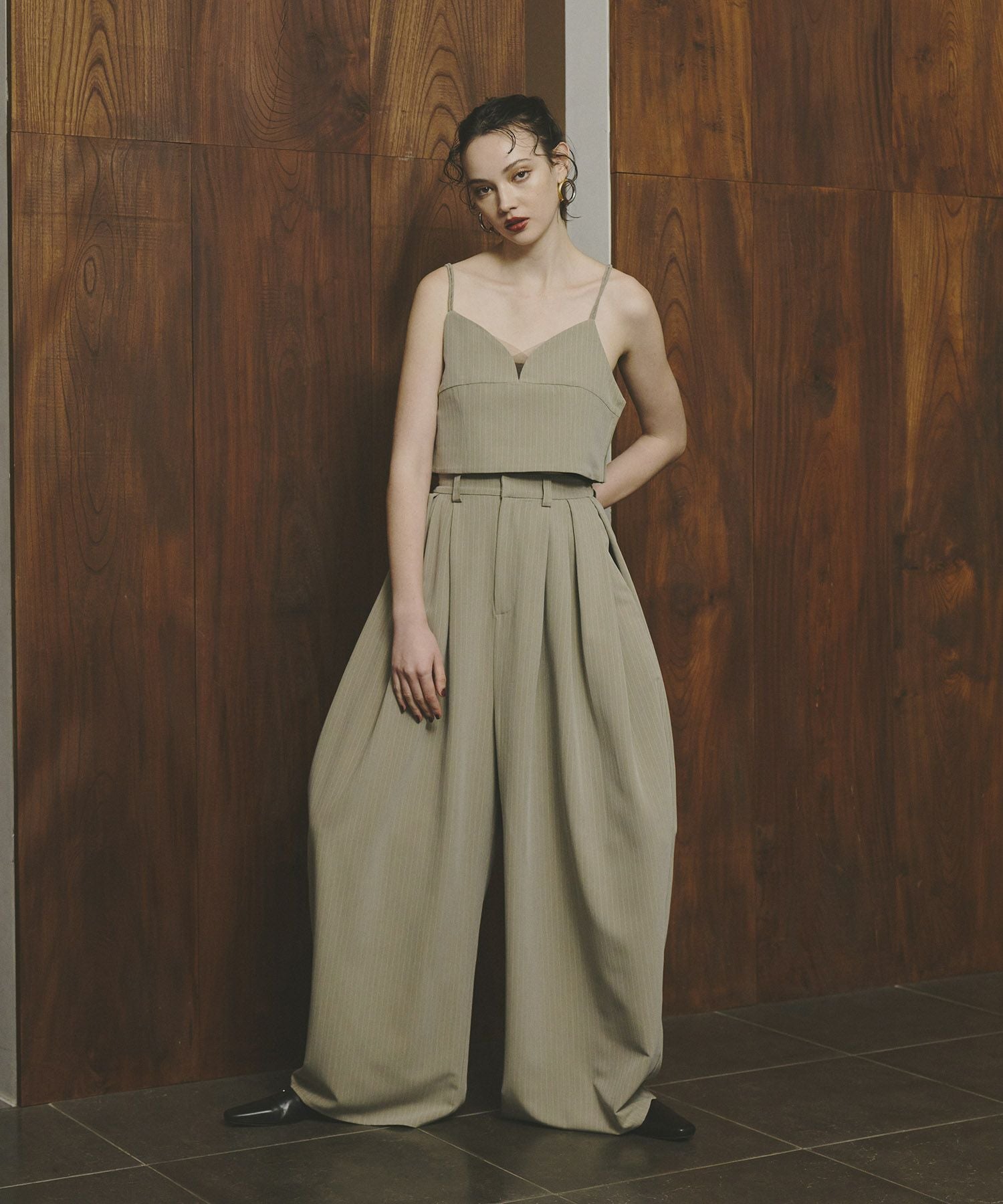 pinstripe bustier wide pants dress | ANDRESD