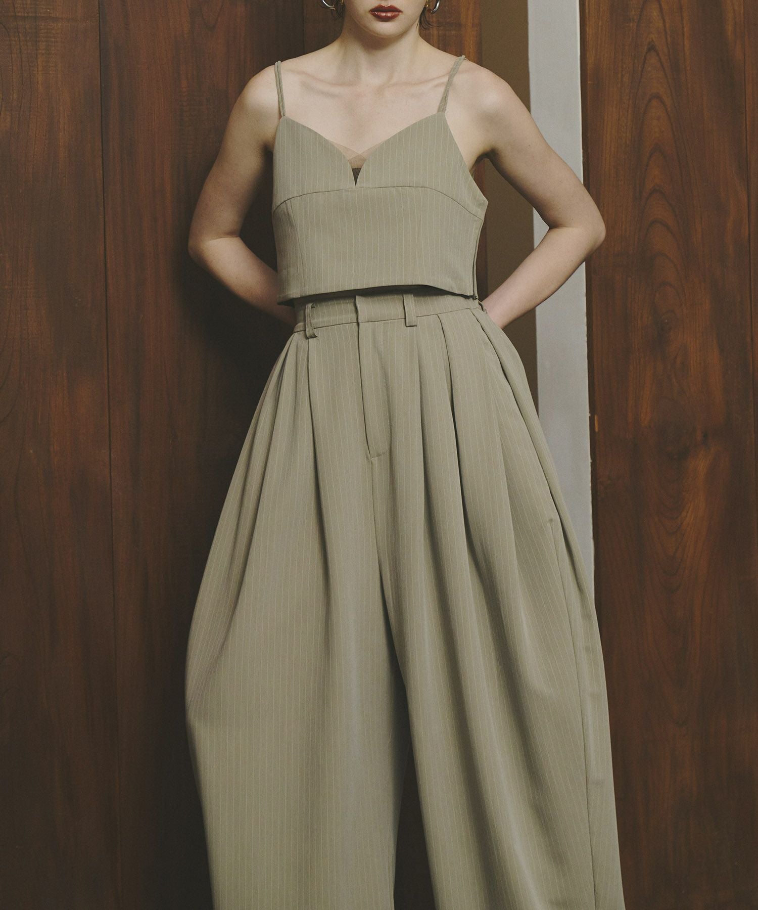 pinstripe bustier wide pants dress | ANDRESD