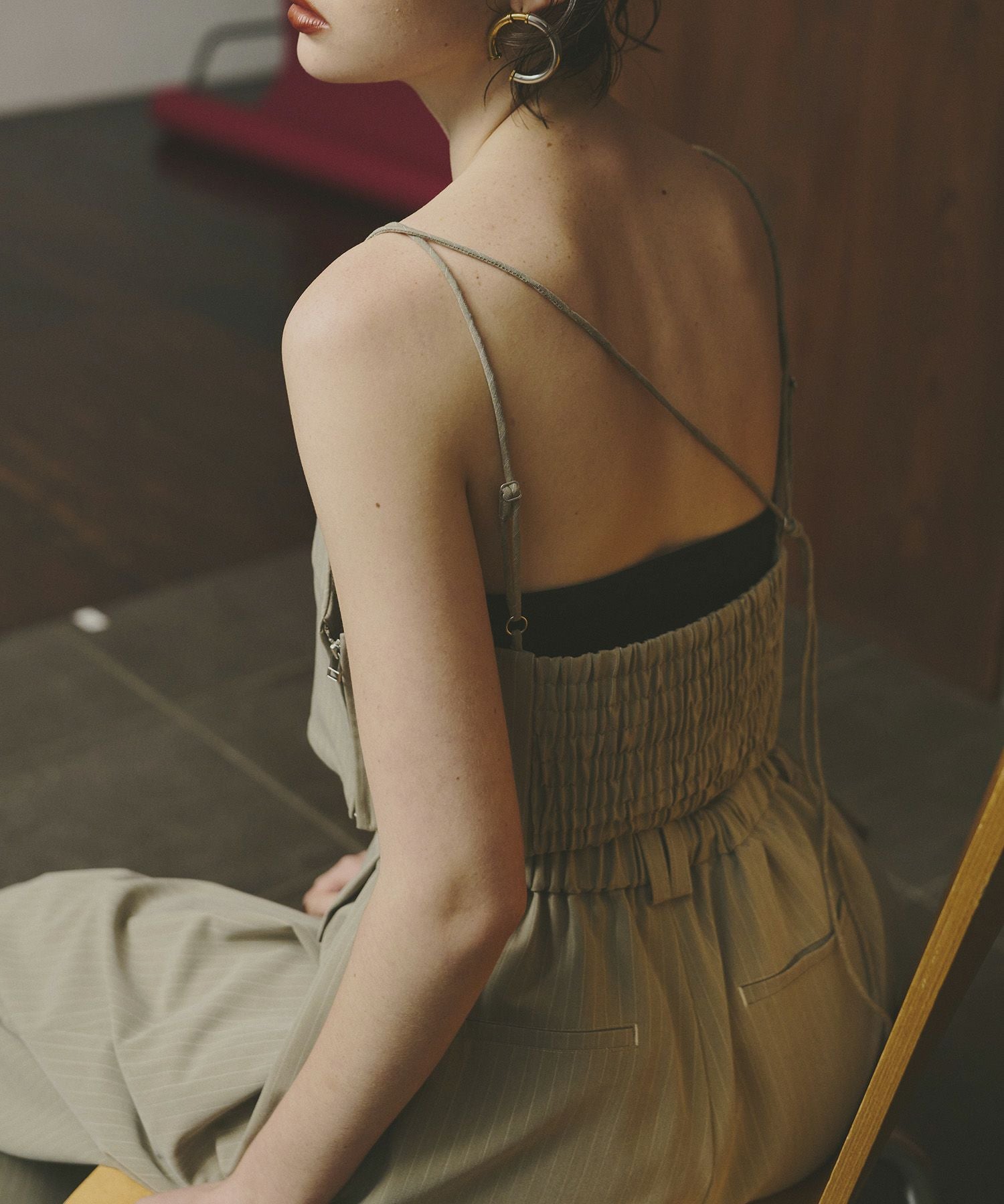 pinstripe bustier wide pants dress | ANDRESD