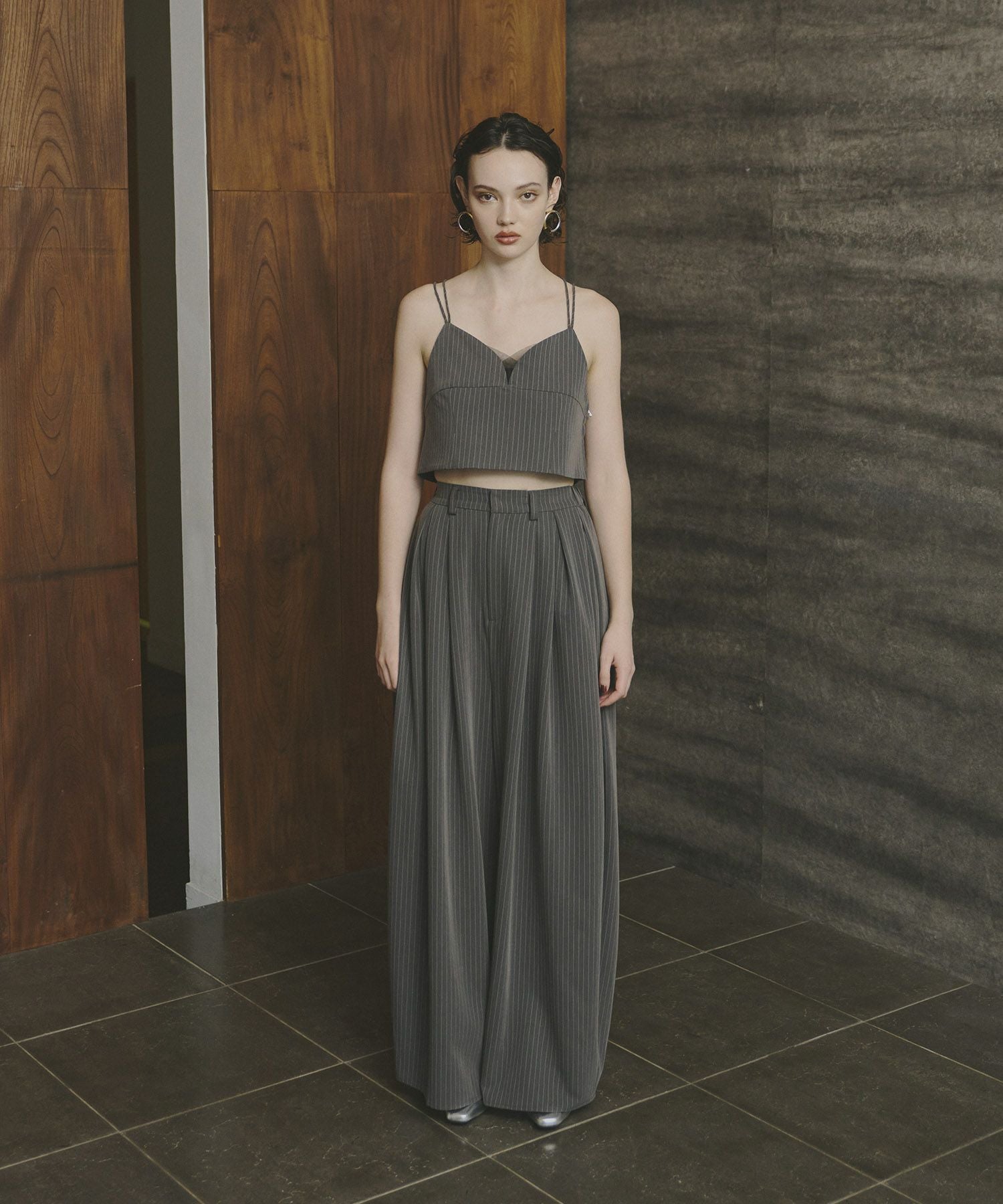 pinstripe bustier wide pants dress | ANDRESD