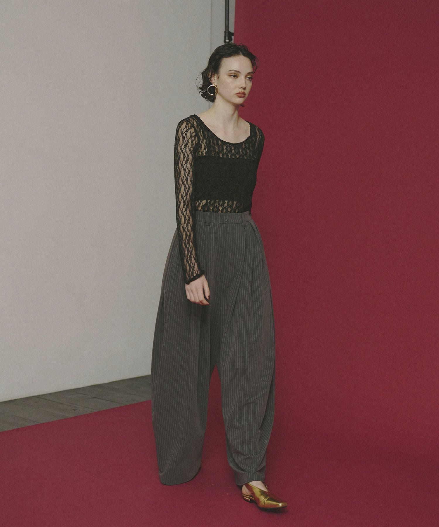 pinstripe bustier wide pants dress | ANDRESD