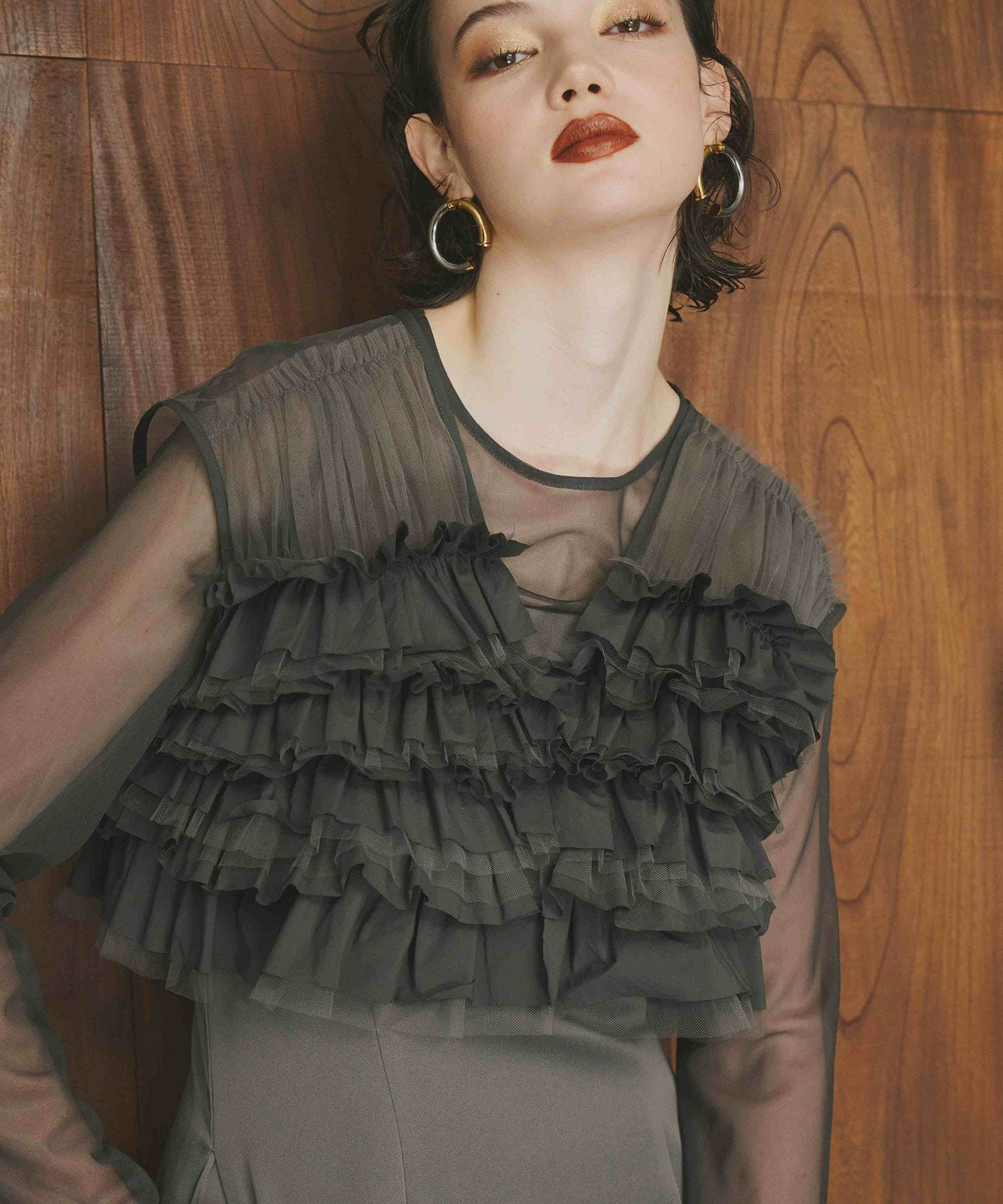 taffeta tulle vest set dress | ANDRESD