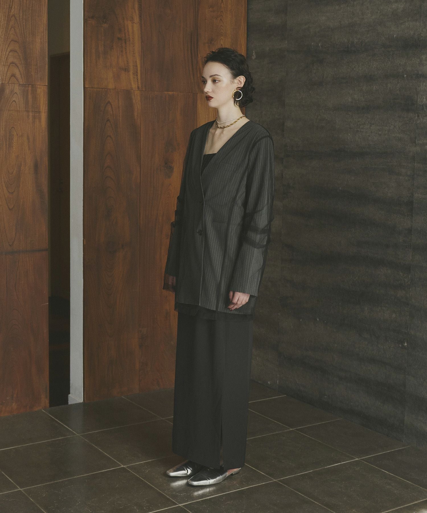 stripe layered tulle jacket | ANDRESD