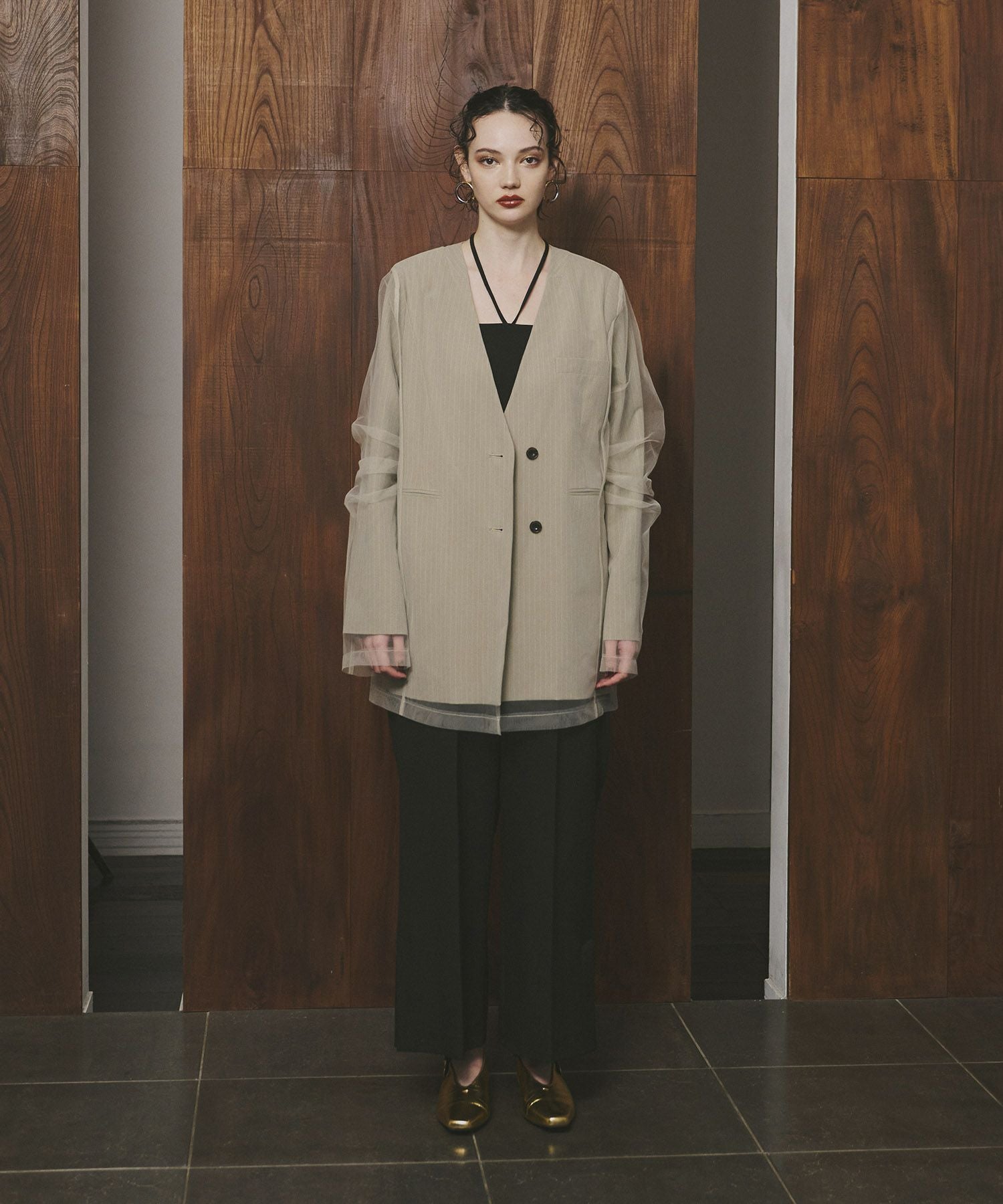 stripe layered tulle jacket | ANDRESD