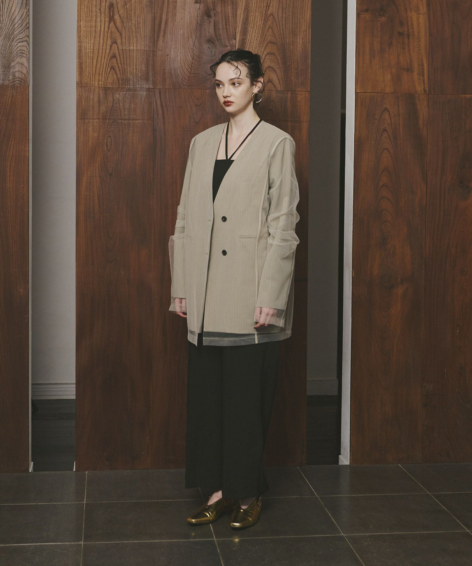 stripe layered tulle jacket | ANDRESD