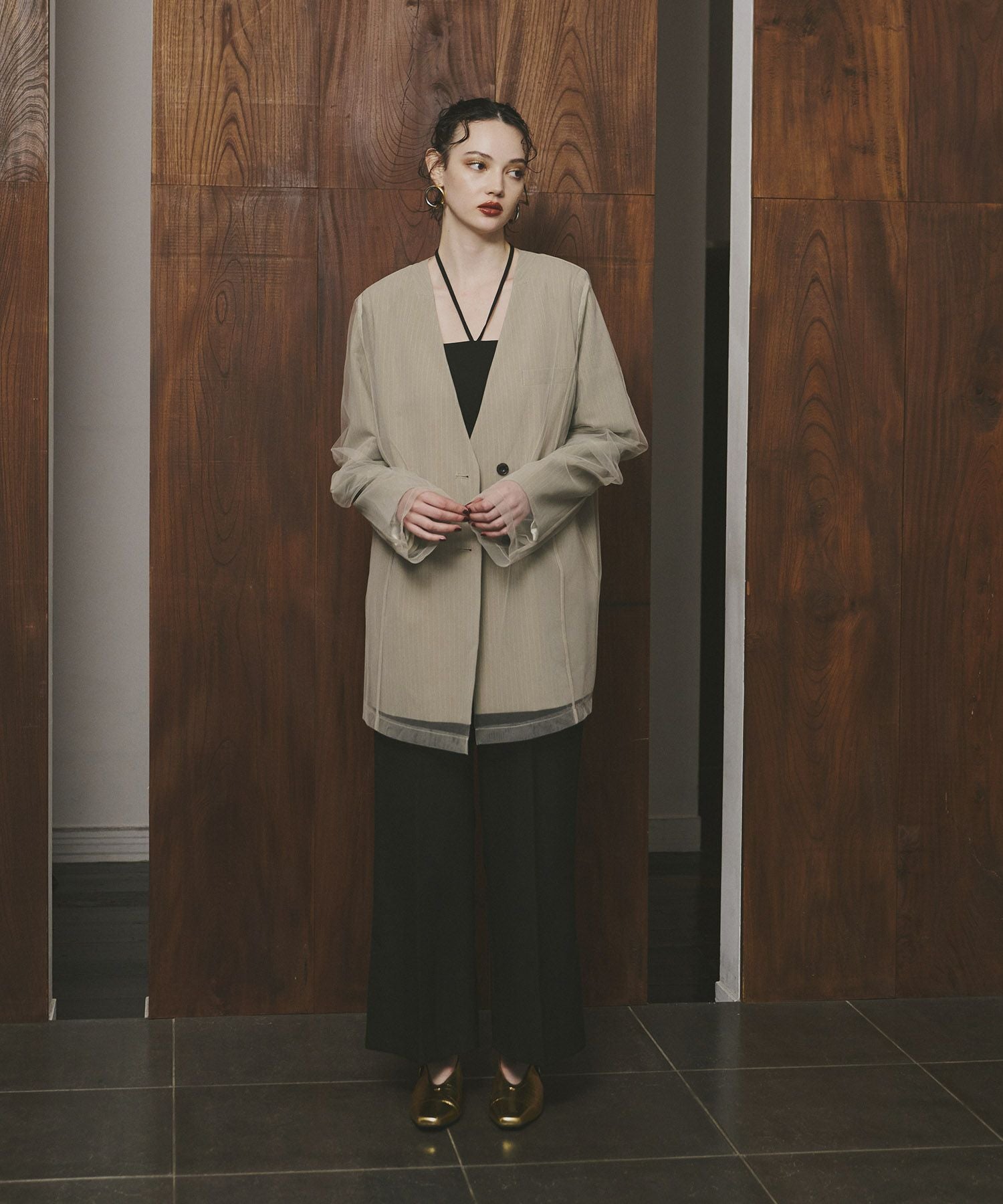 stripe layered tulle jacket | ANDRESD