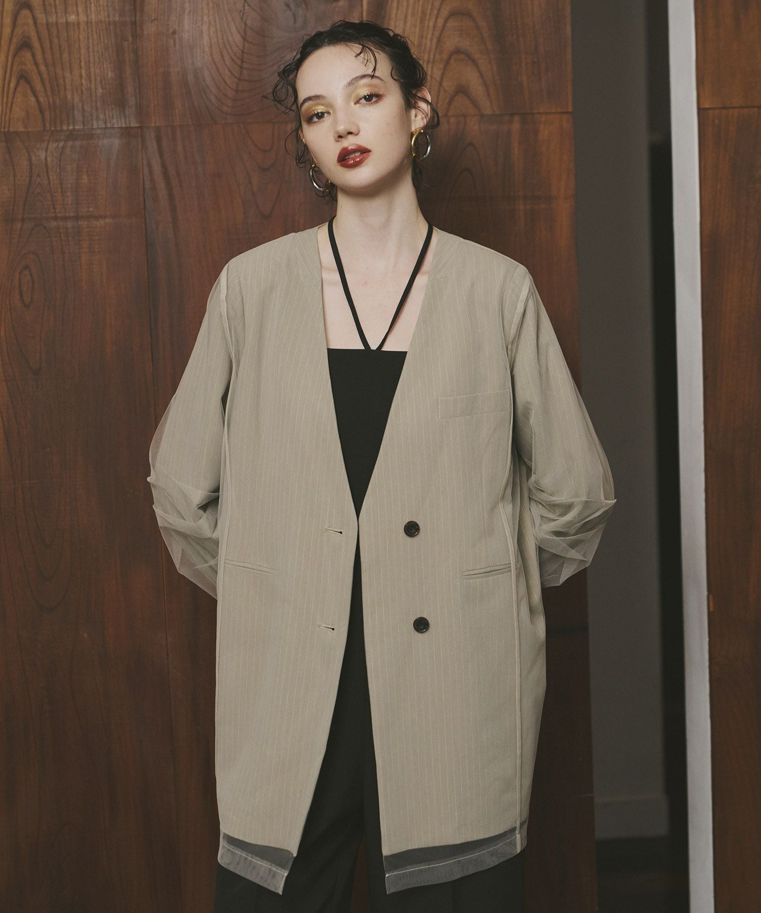 stripe layered tulle jacket | ANDRESD