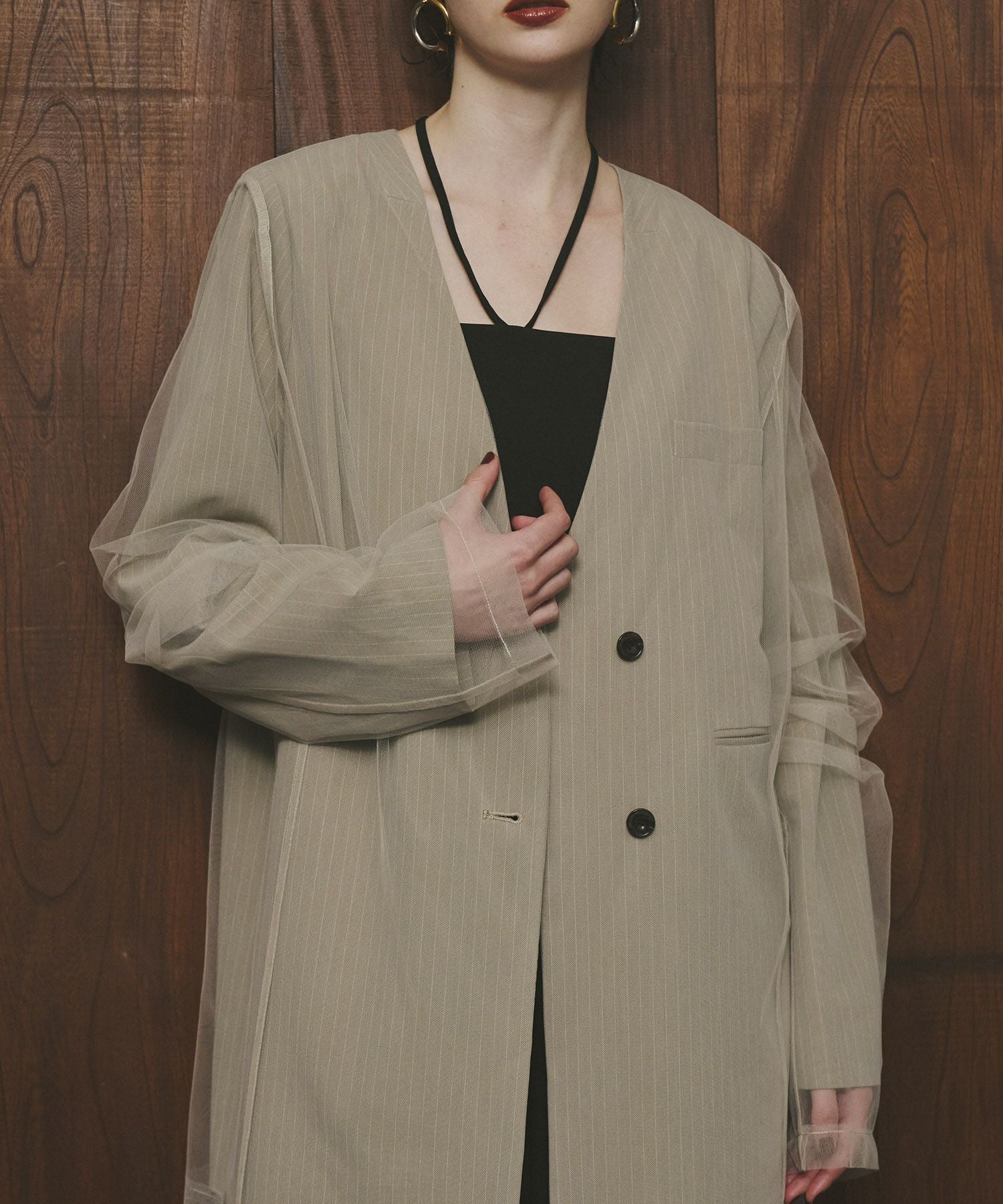 stripe layered tulle jacket | ANDRESD