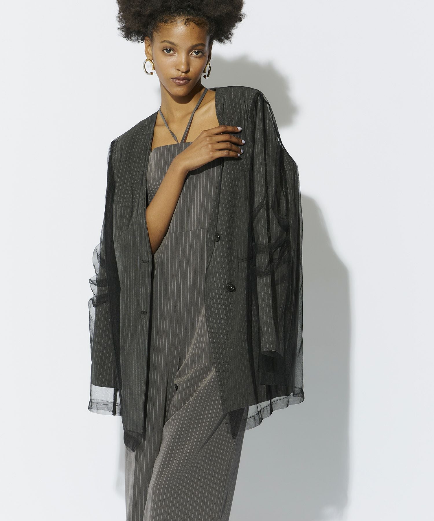 stripe layered tulle jacket | ANDRESD