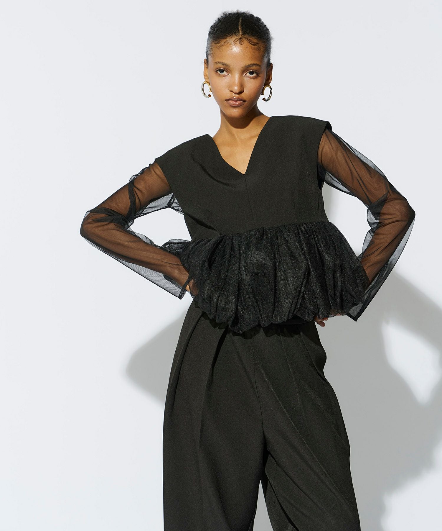 peplum tulle set up pants dress | ANDRESD