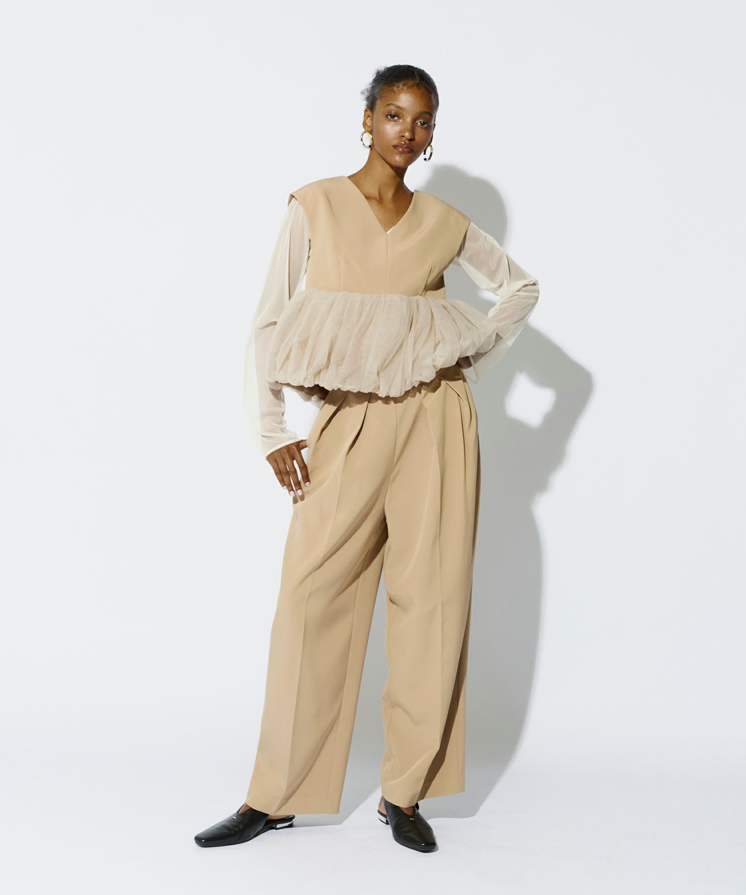 peplum tulle set up pants dress | ANDRESD