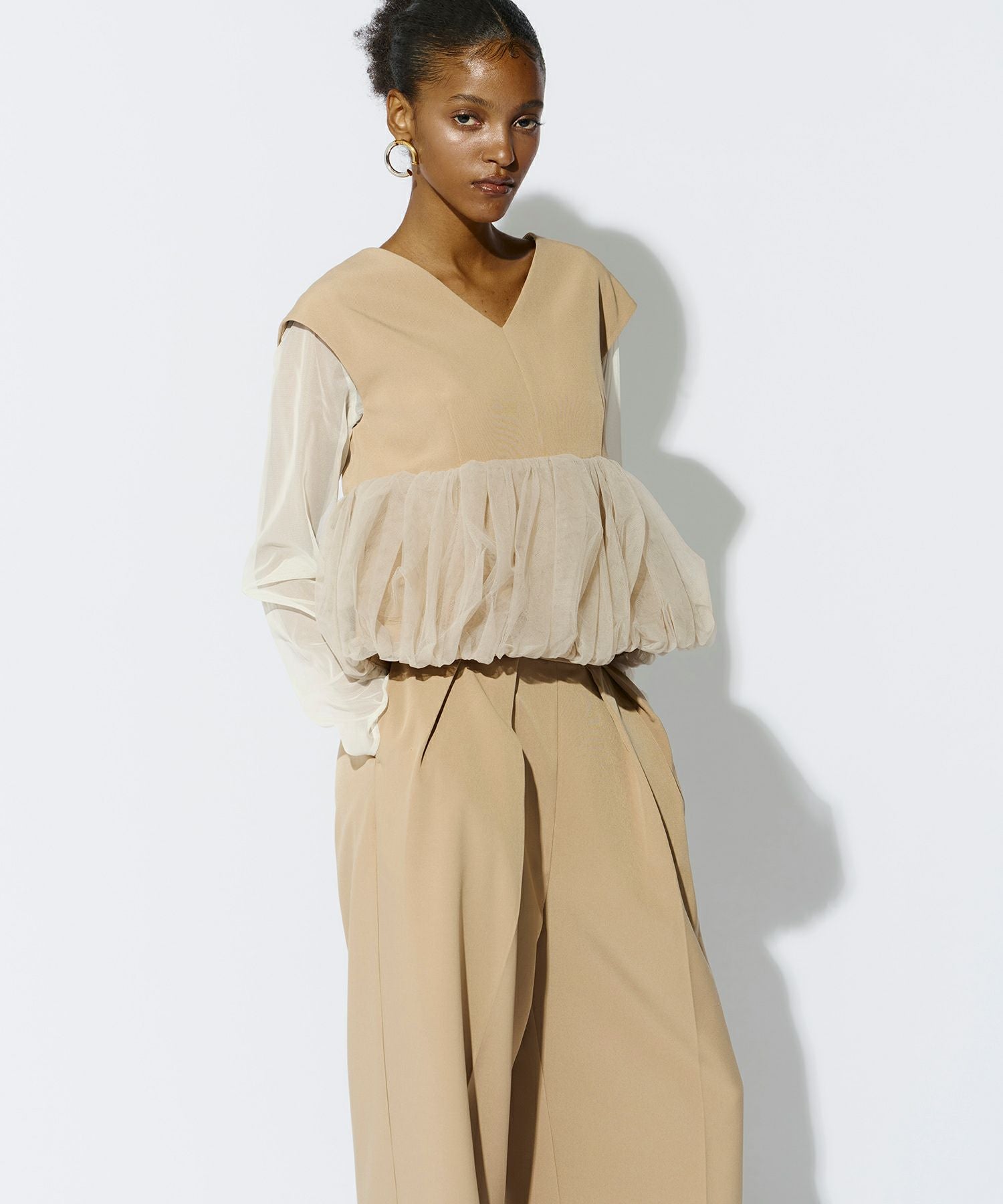 peplum tulle set up pants dress | ANDRESD