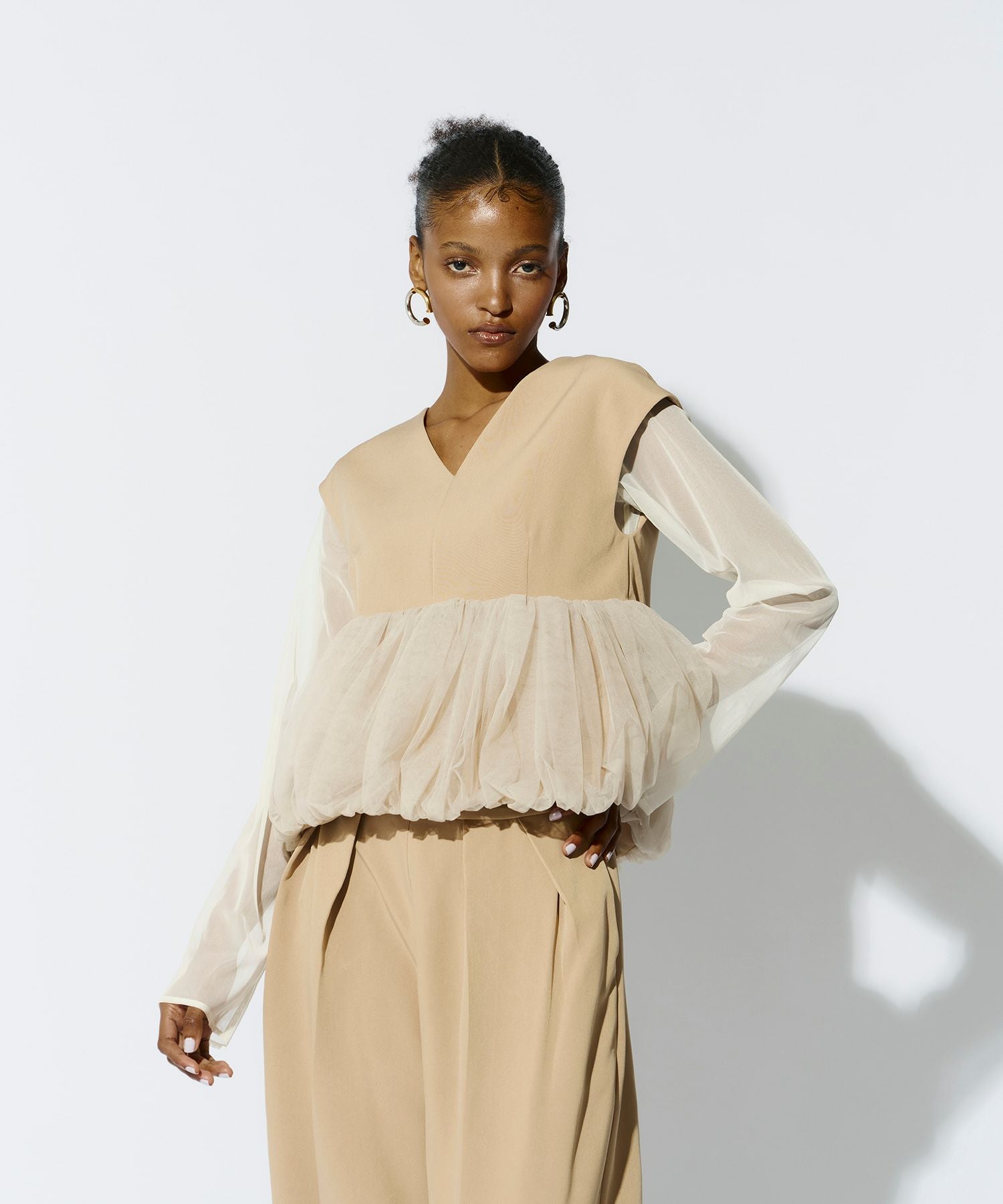 peplum tulle set up pants dress | ANDRESD
