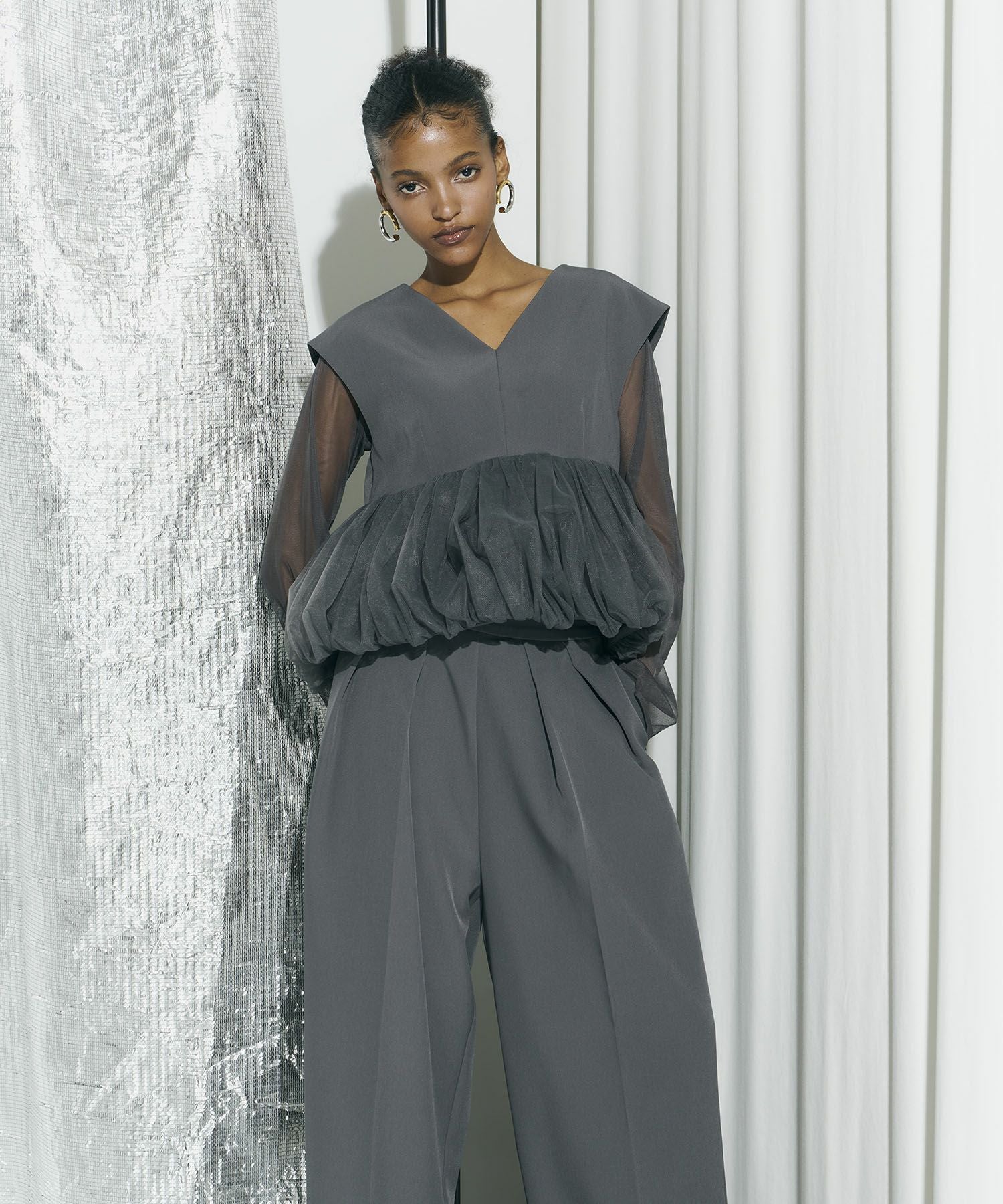 peplum tulle set up pants dress | ANDRESD