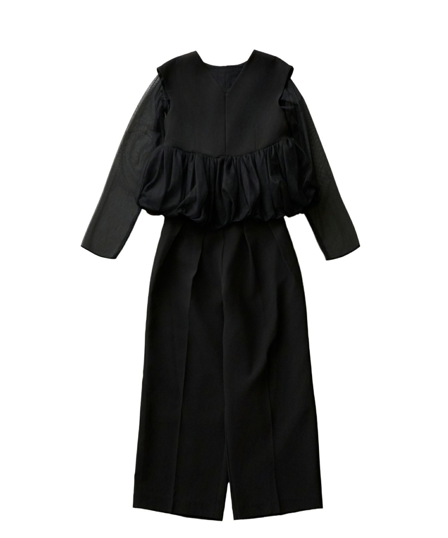 極美品✨️ANDRESD peplum tulle set up　М　ブラック peplum tulle set up pants dress | ANDRESD