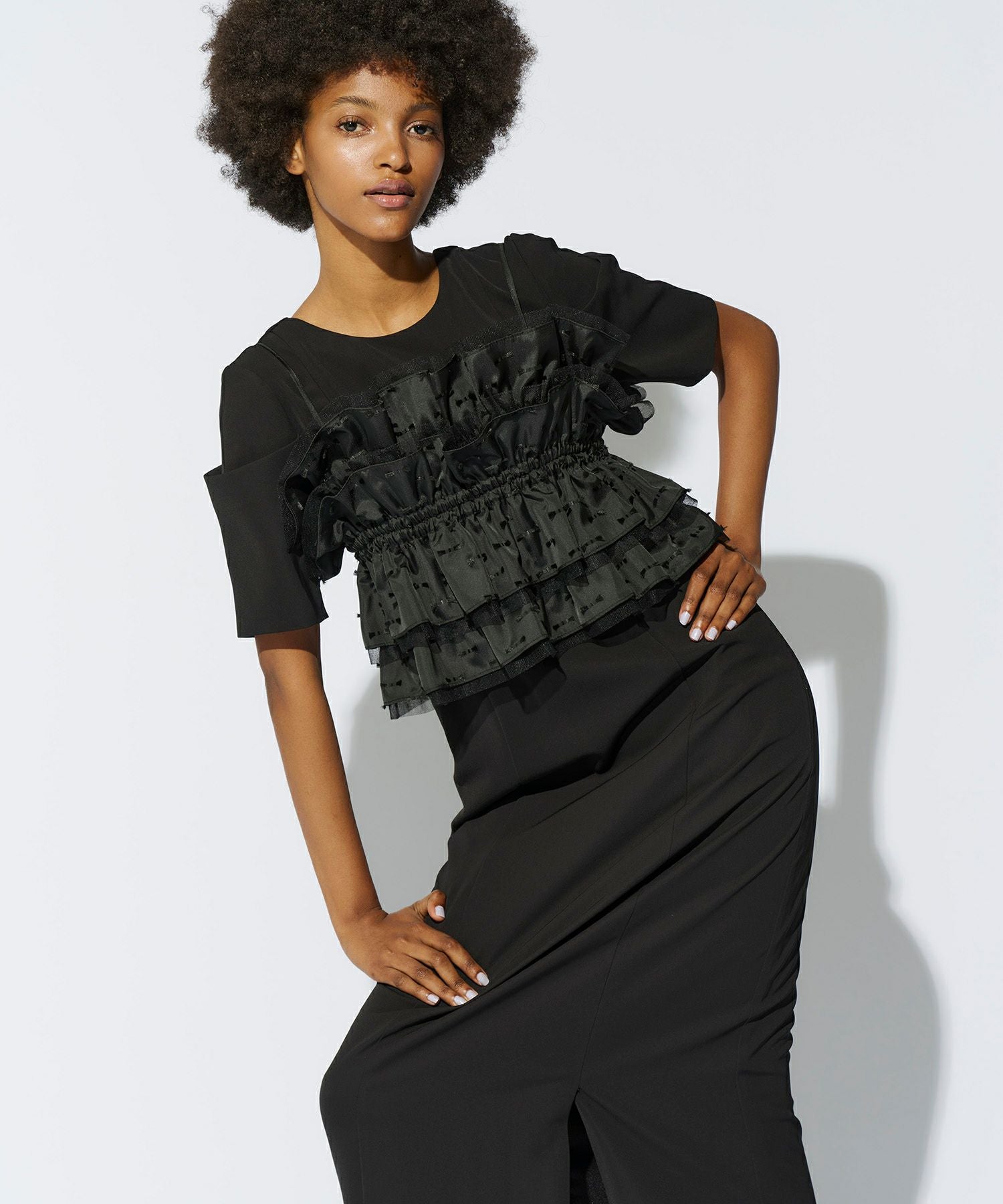 ribbon jacquard bustier dress | ANDRESD