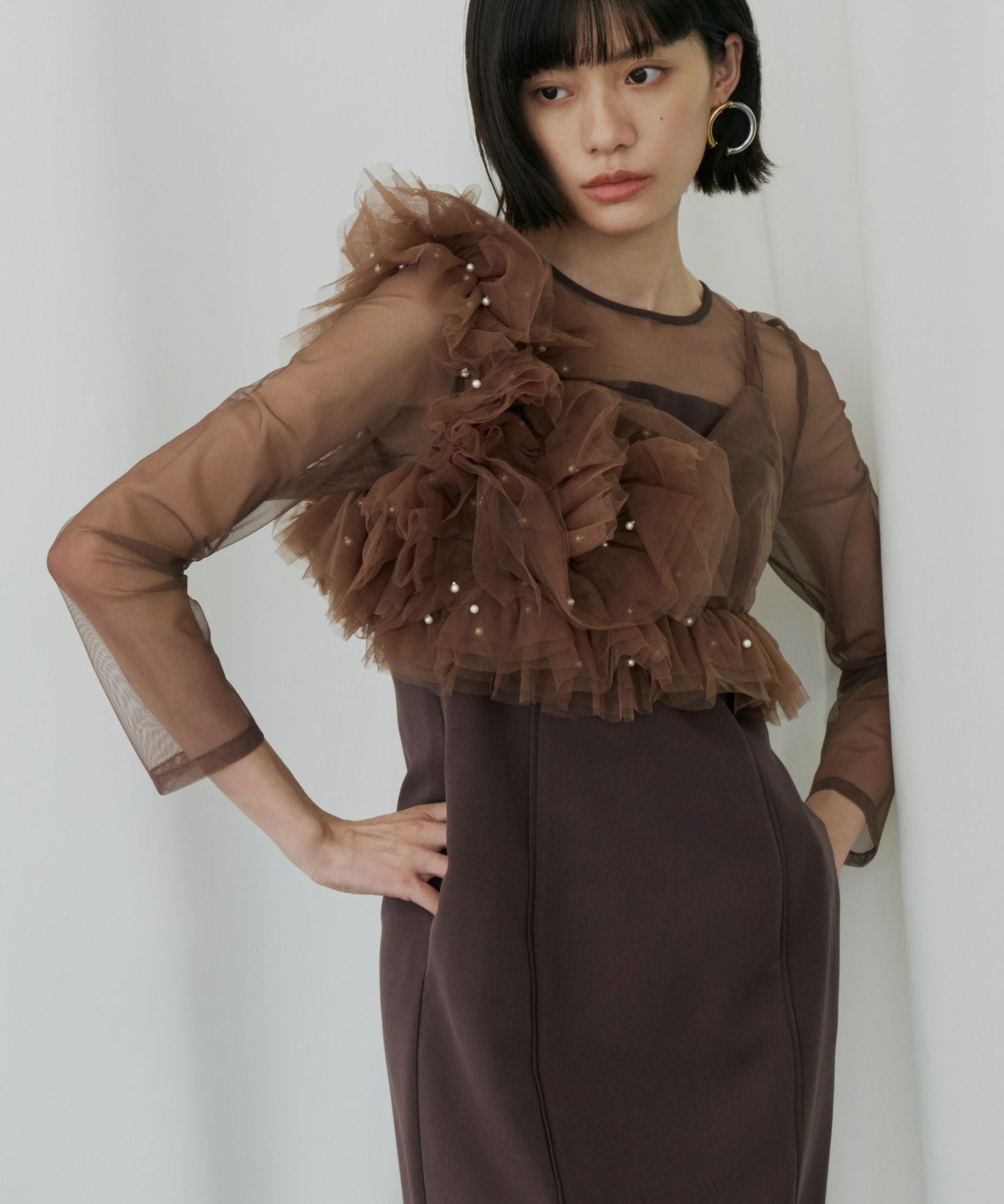 andresd pearl bustier dress ブラウン L pearl bustier dress | ANDRESD
