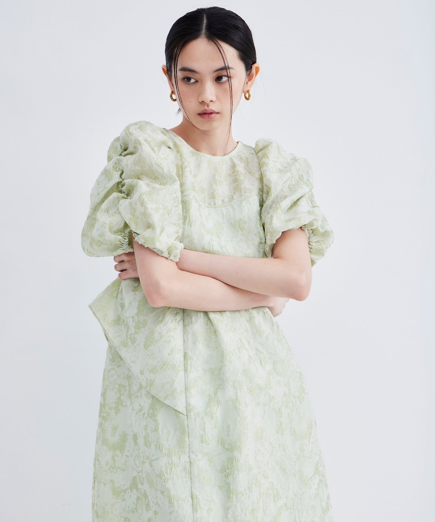 ANDRESD bubble sleeve jacquard dress ♡ bubble sleeve jacquard dress | ANDRESD