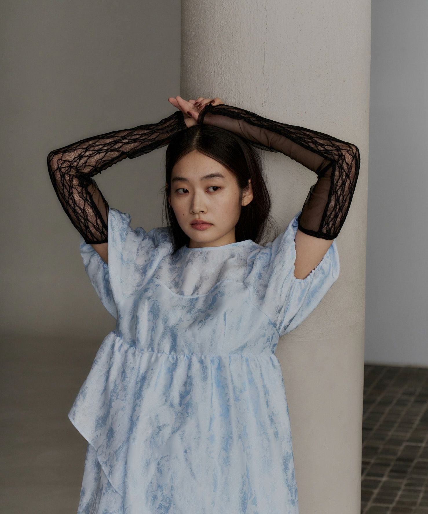 bubble sleeve jacquard dress | ANDRESD