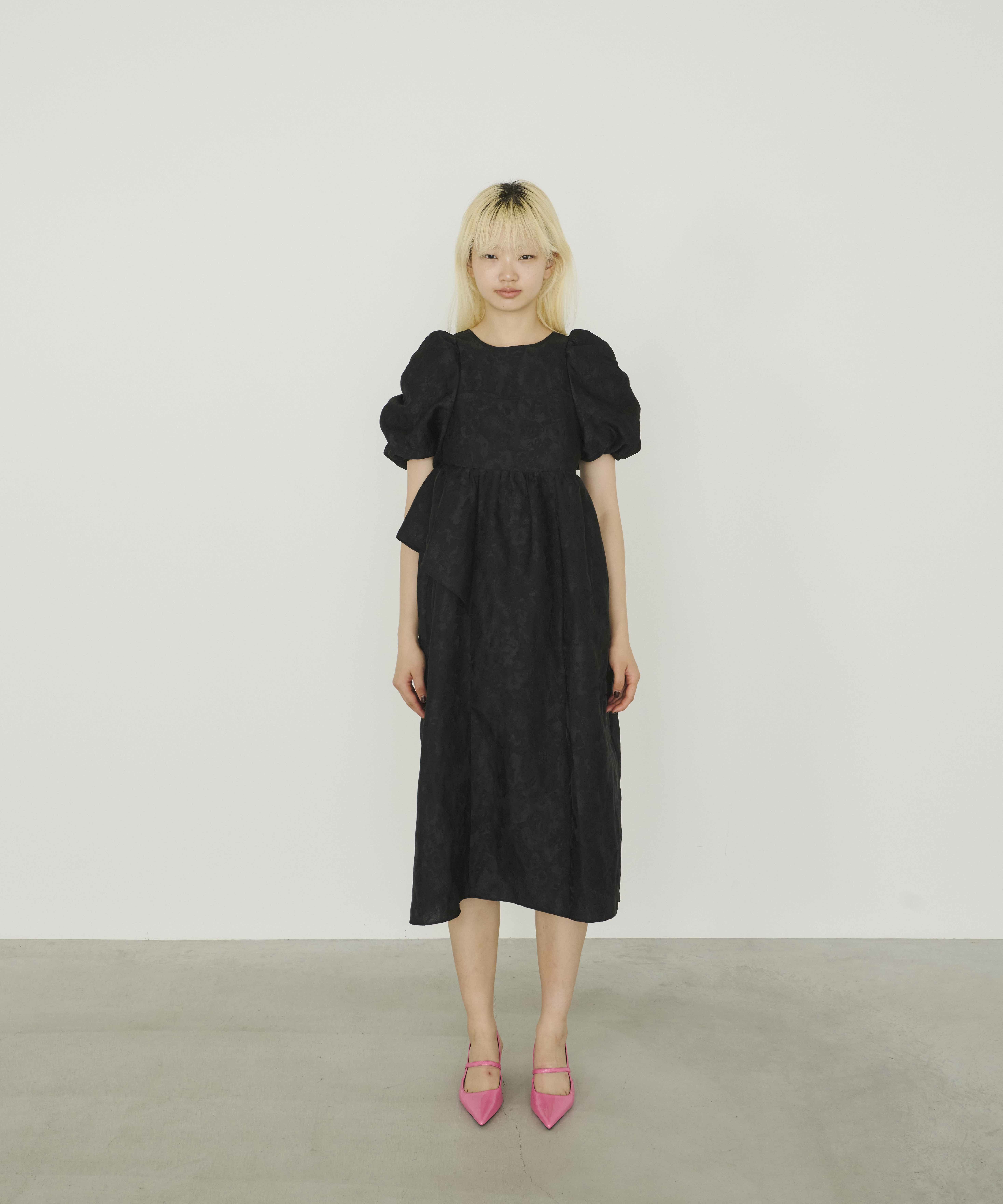 bubble sleeve jacquard dress | ANDRESD