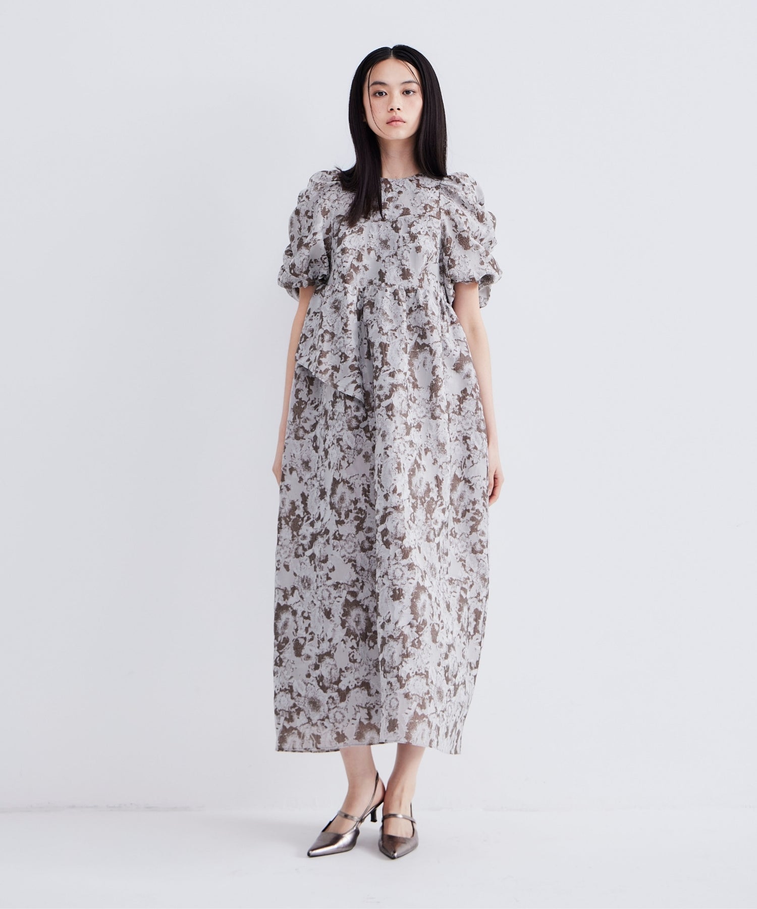 bubble sleeve jacquard dress | ANDRESD