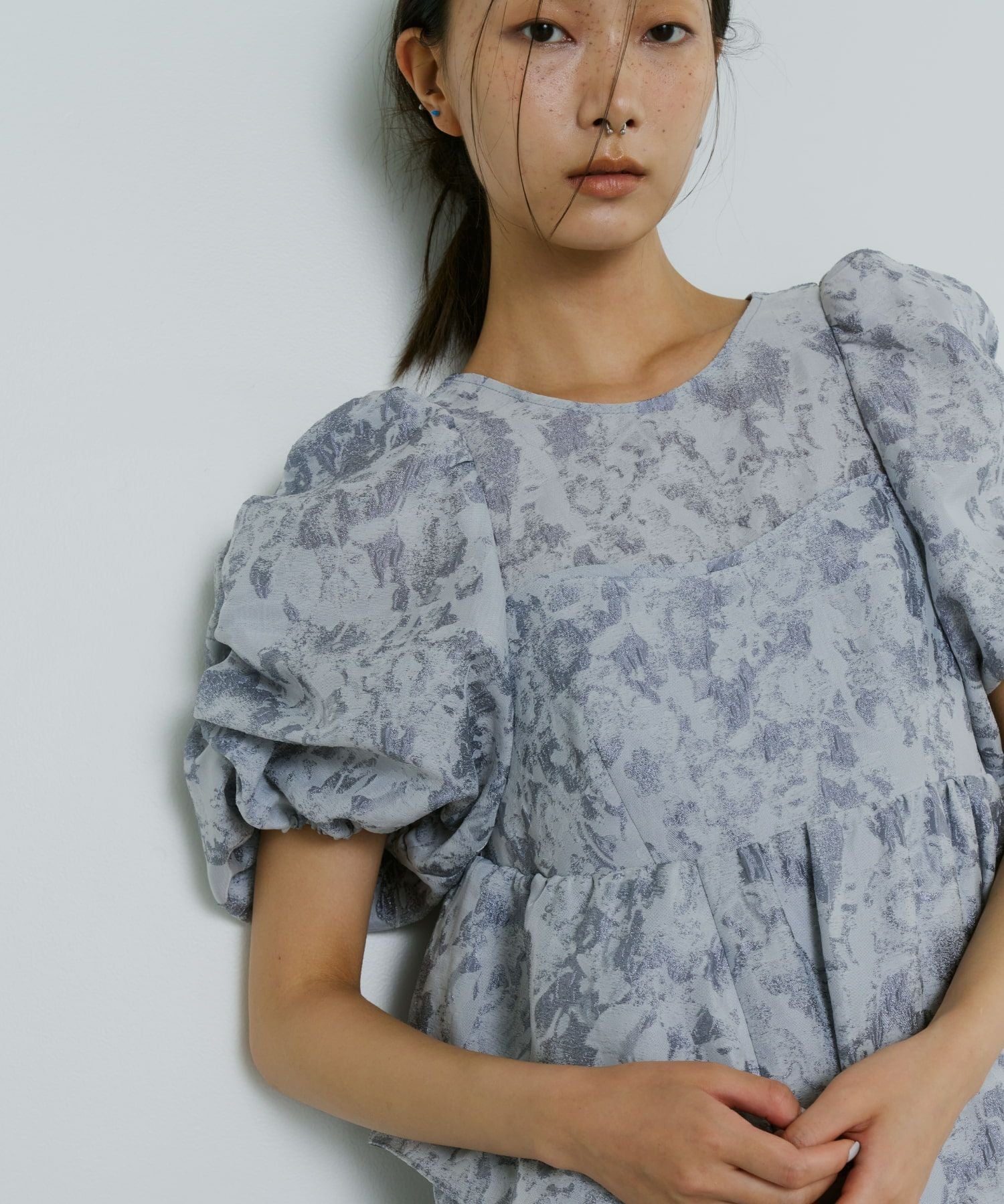 bubble sleeve jacquard dress | ANDRESD