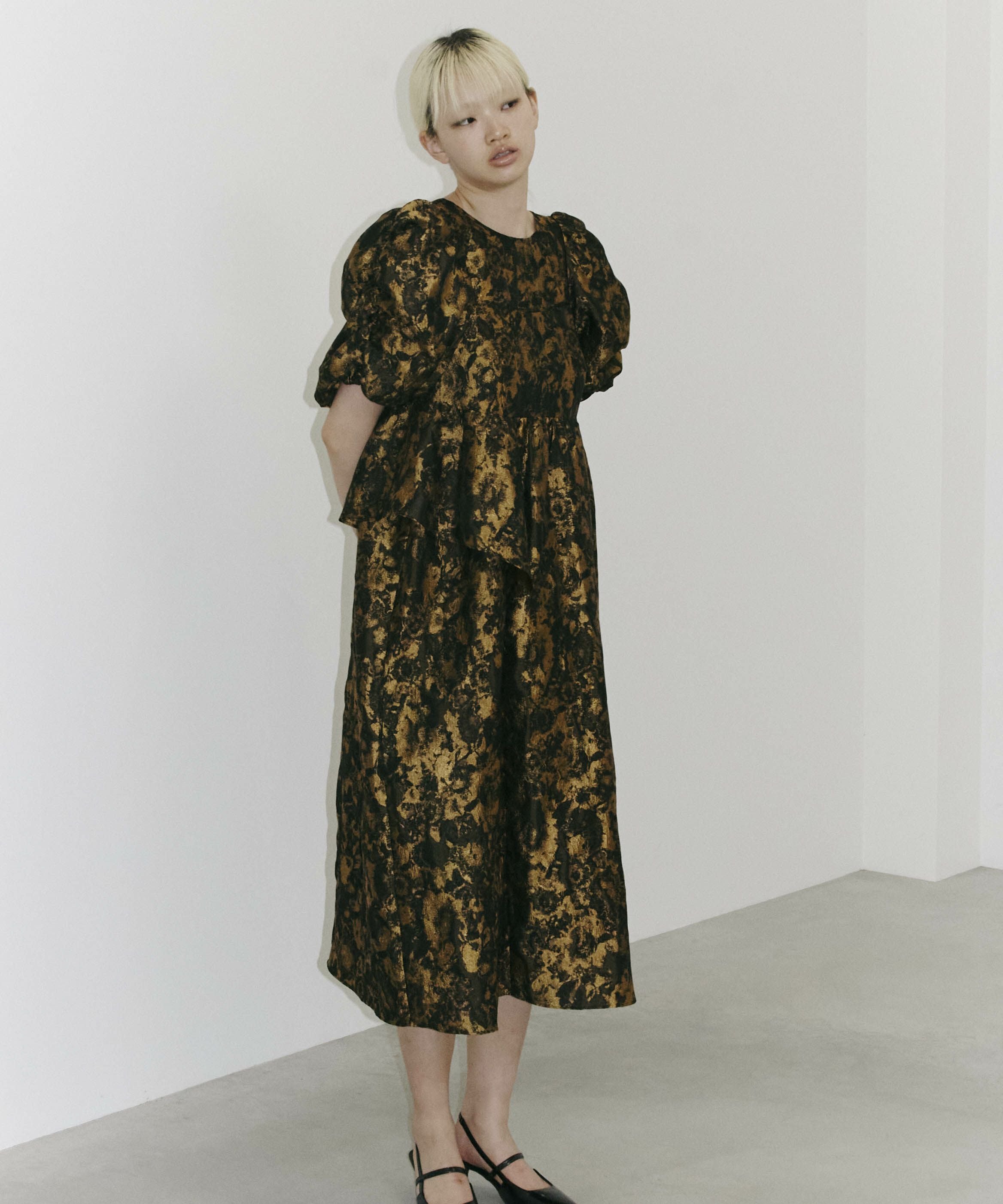 bubble sleeve jacquard dress | ANDRESD