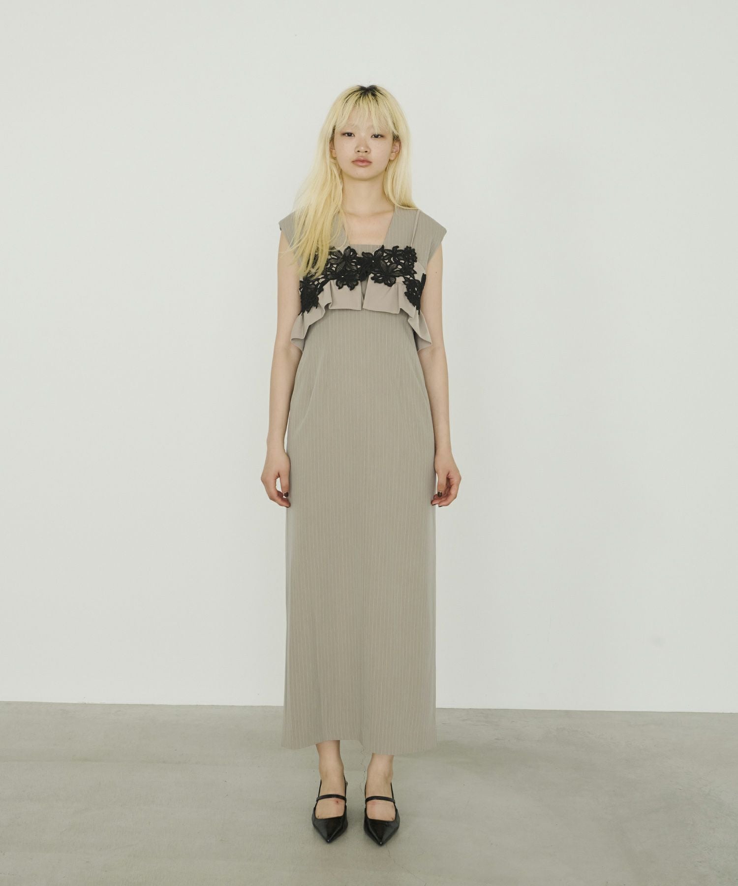 pinstripe sleeveless bustier dress | ANDRESD